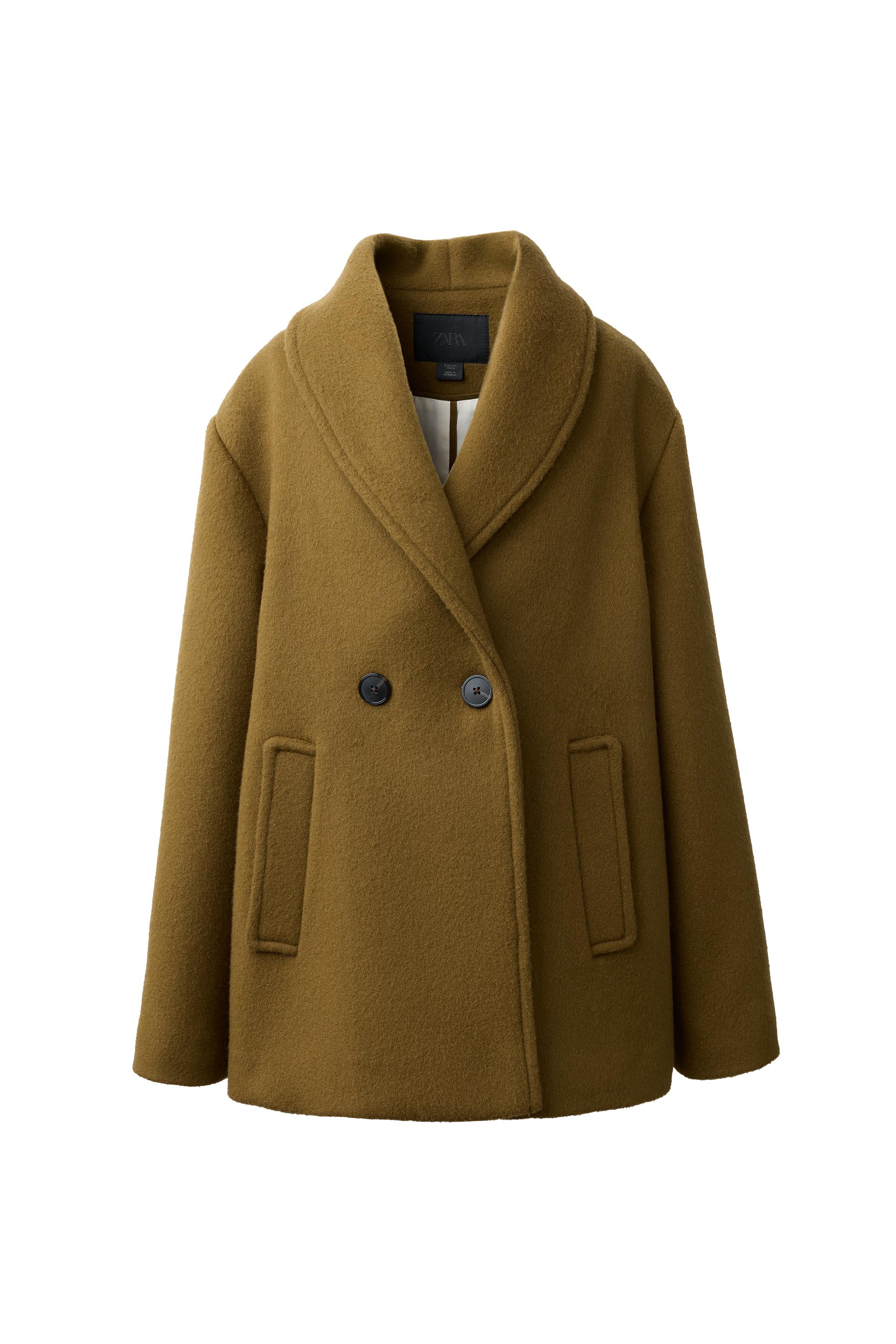 Укороченное пальто из смесовой шерсти Manteco — ZARA