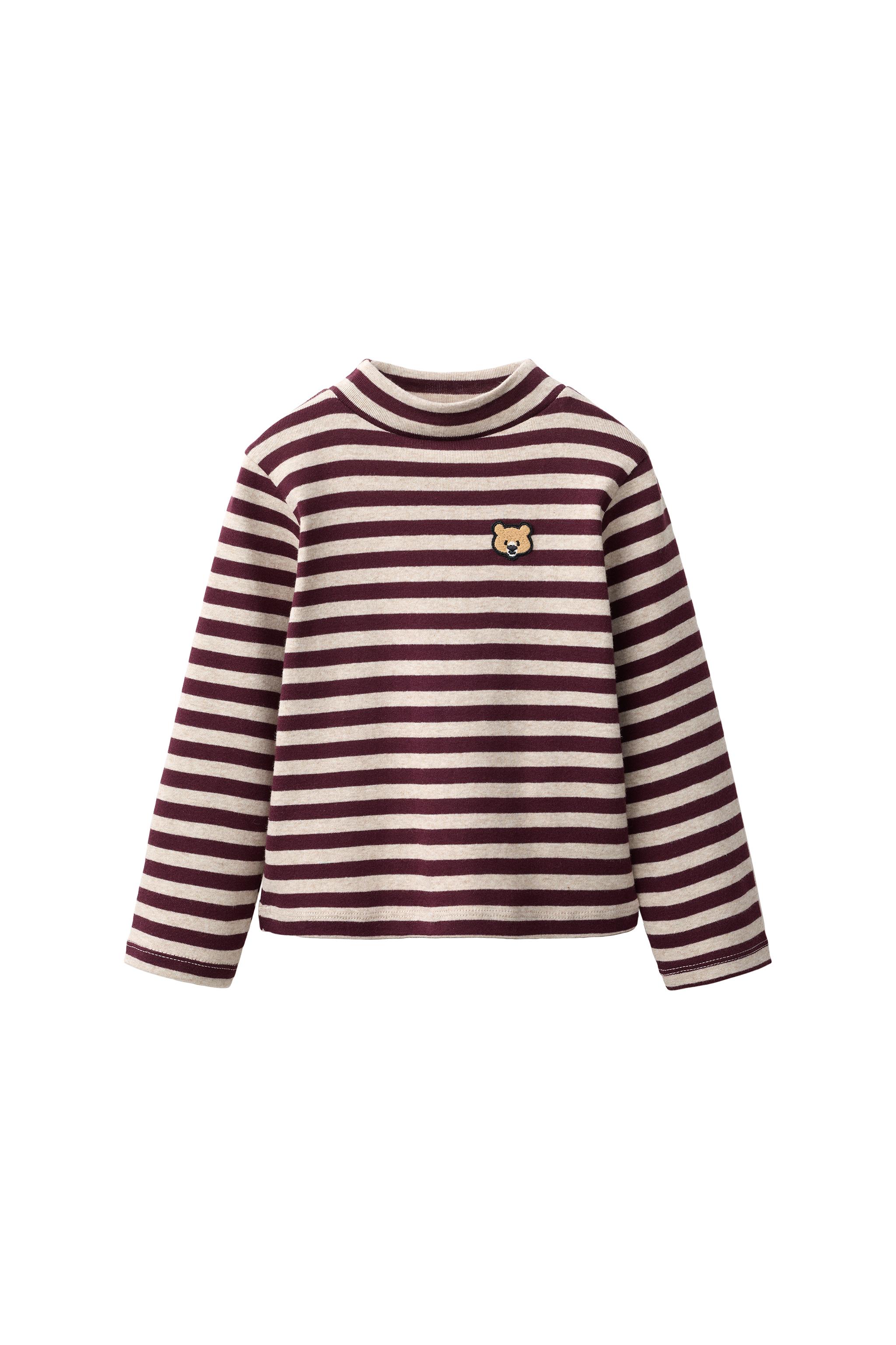 ЛОНГСЛИВ В ПОЛОСКУ SOFT TOUCH С НАШИВКОЙ «МЕДВЕДЬ» — ZARA