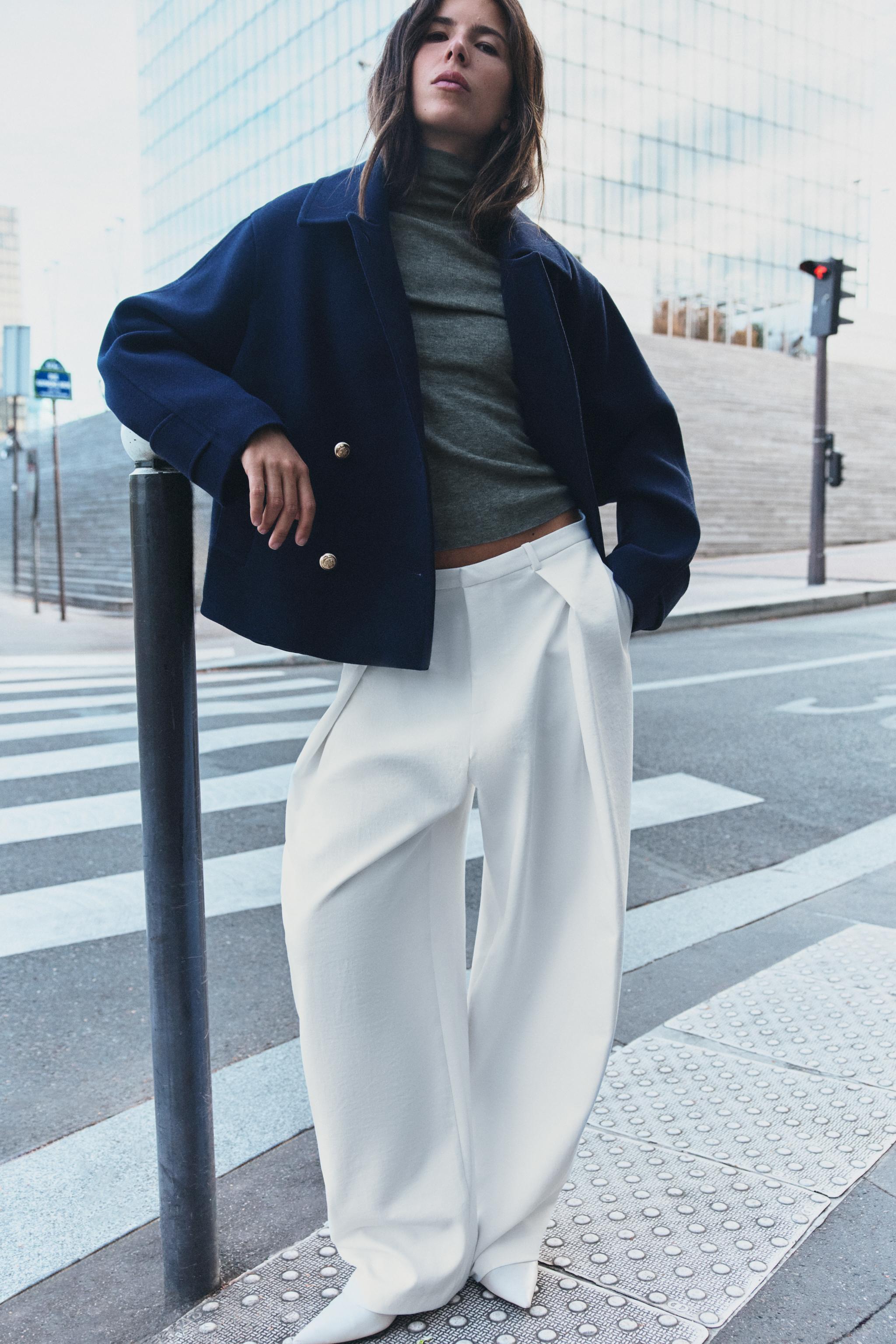Укороченное двубортное пальто — ZARA