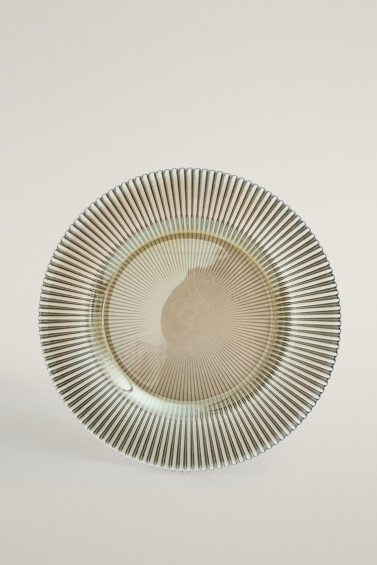 STRIPED GLASS DESSERT PLATE
