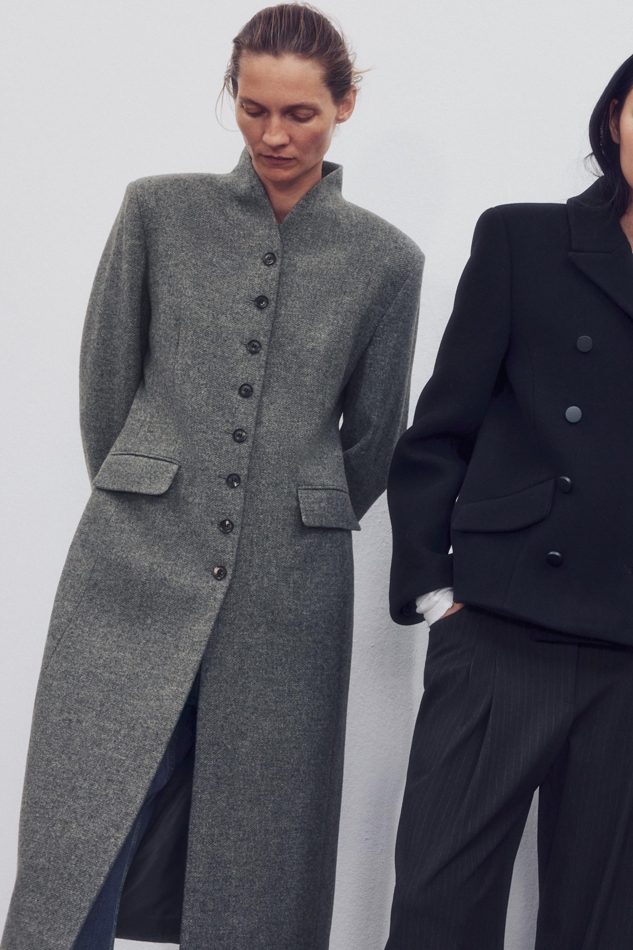 ZW COLLECTION шерстяное пальто на пуговицах — ZARA