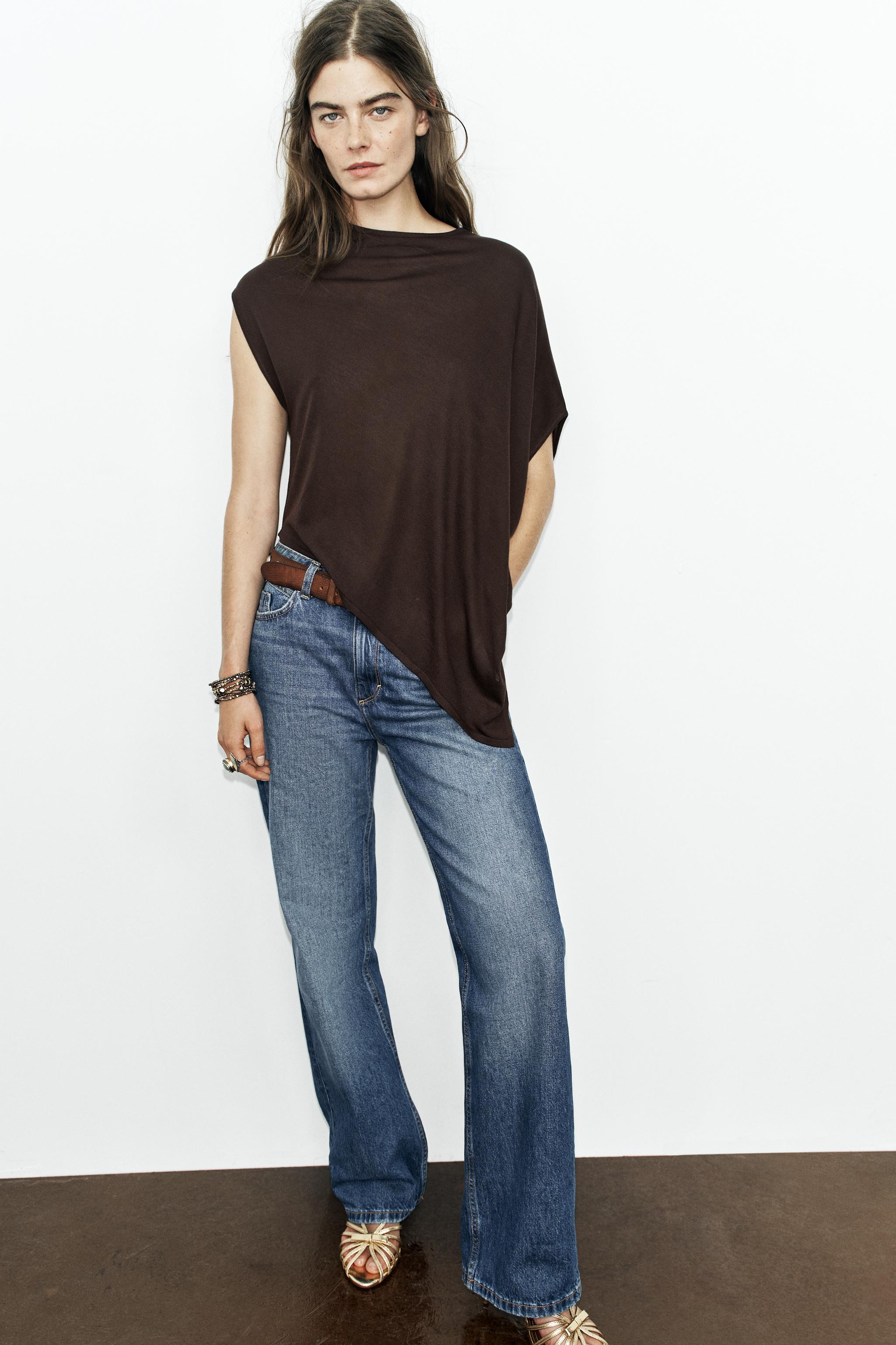 Асимметричный топ из трикотажа — ZARA