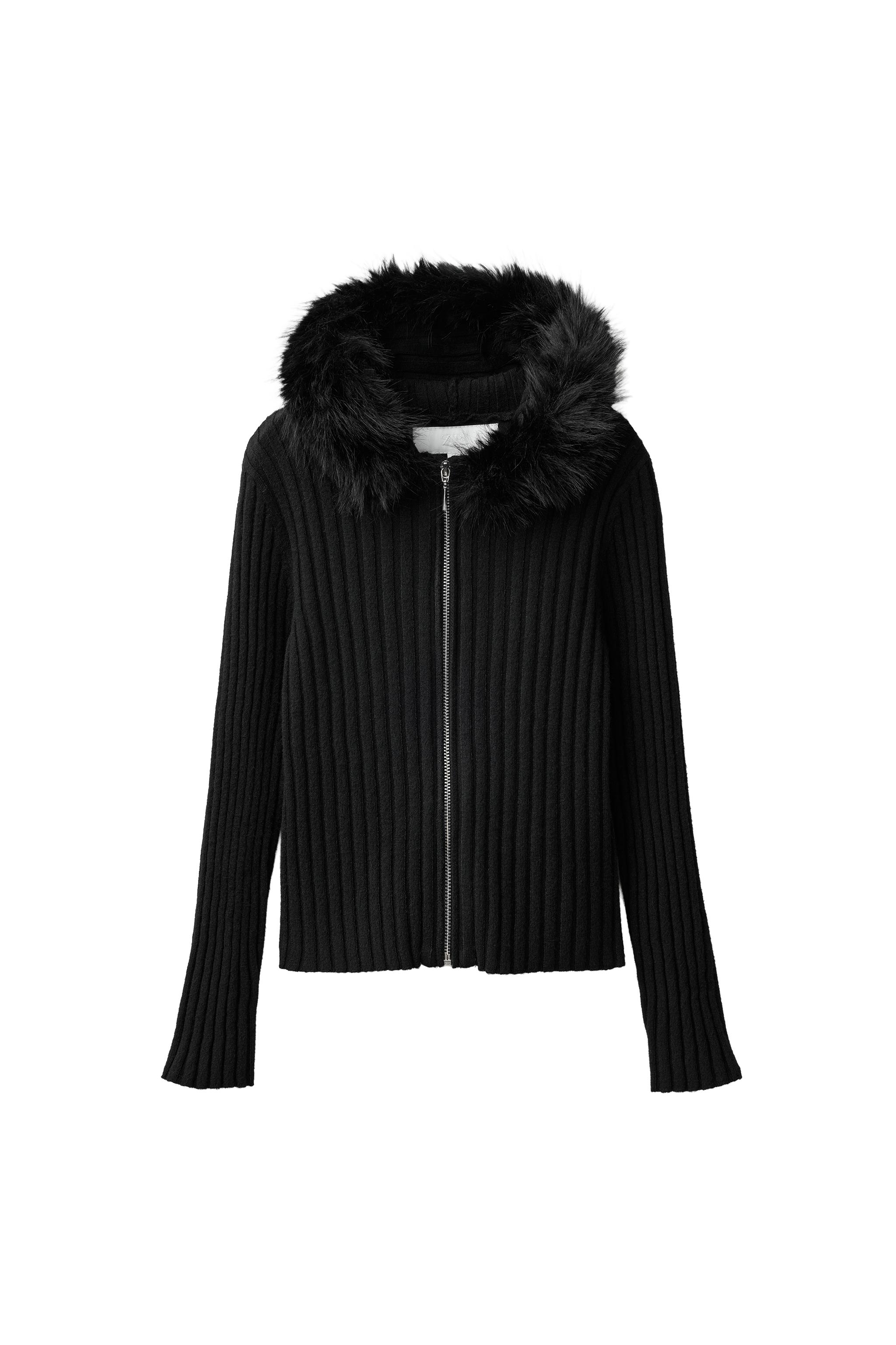 КАРДИГАН С ВОРОТНИКОМ ИЗ ИСКУССТВЕННОГО МЕХА — ZARA
