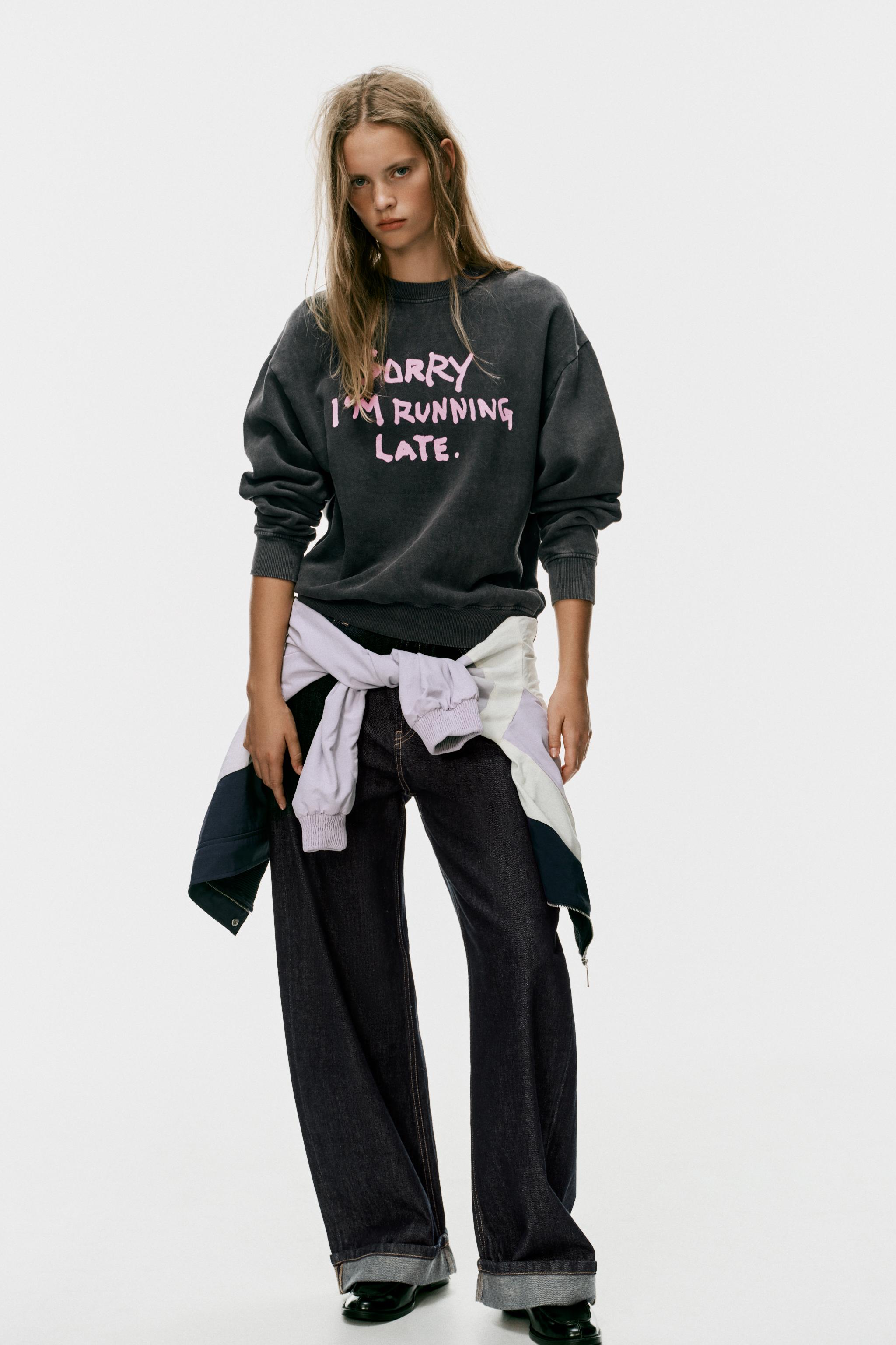 FADED SLOGAN SWEATSHIRT — ZARA
