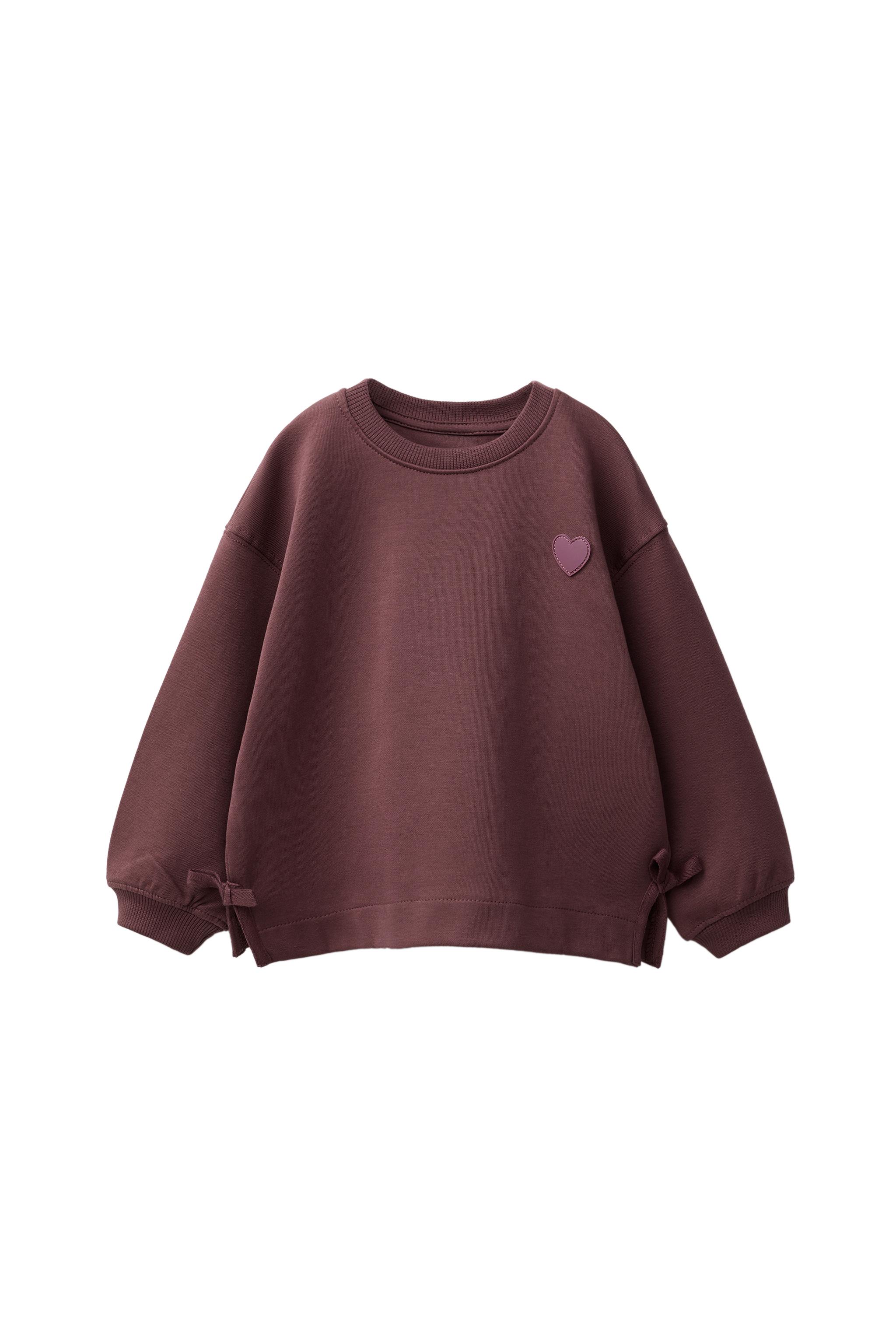Свитшот с бантом и сердцем из интерлока — ZARA