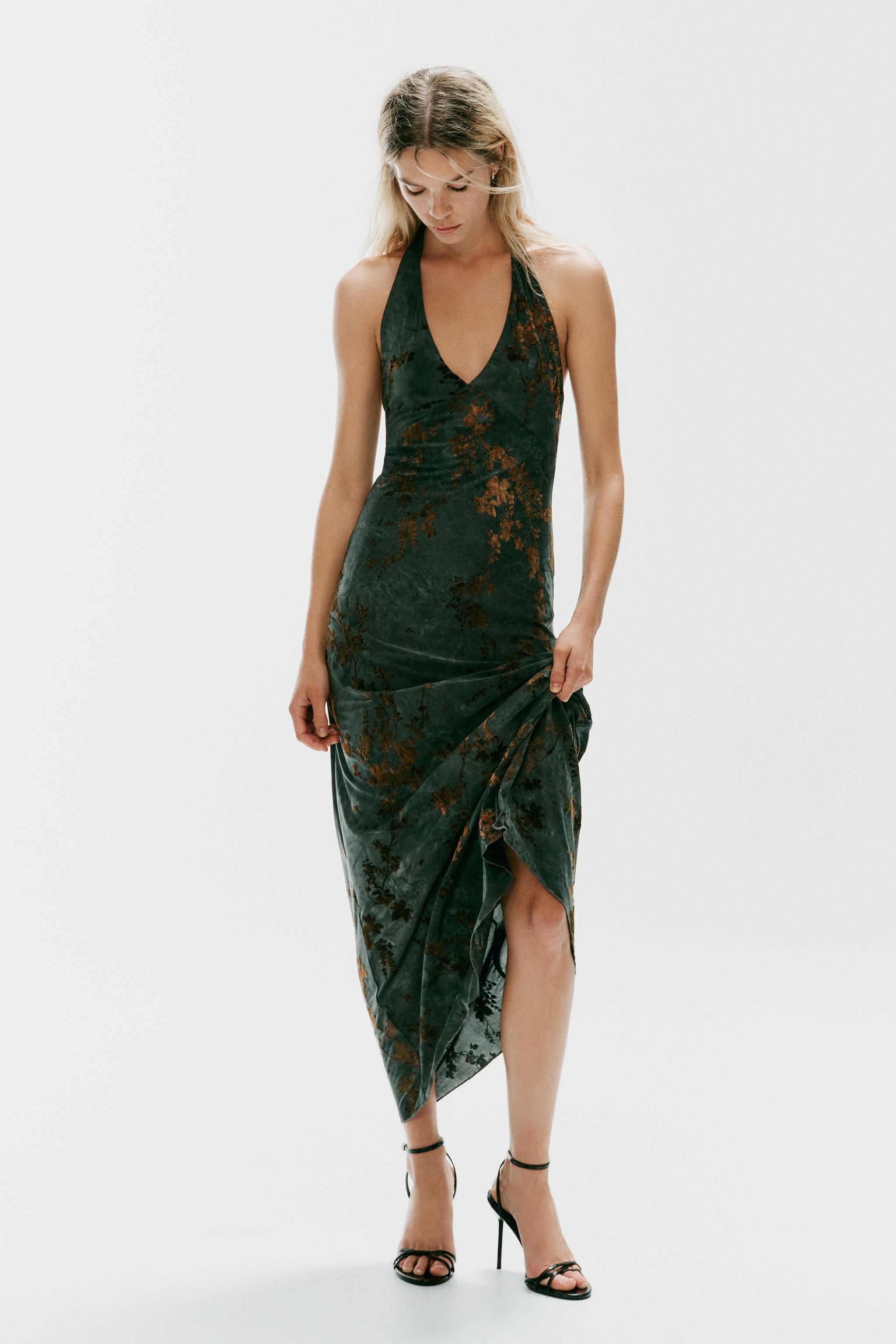 Платье макси с воротником-халтер — ZARA
