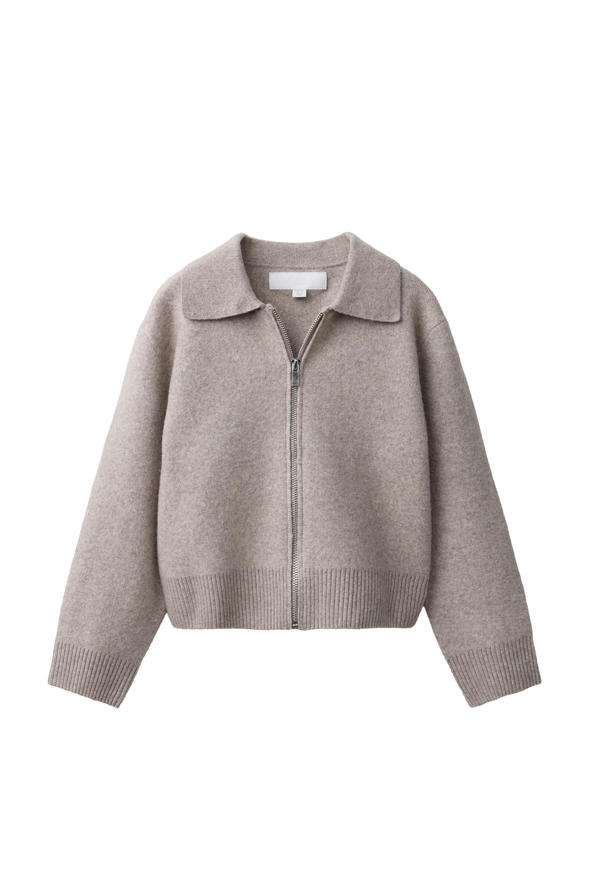 POLO COLLAR KNIT CARDIGAN — ZARA