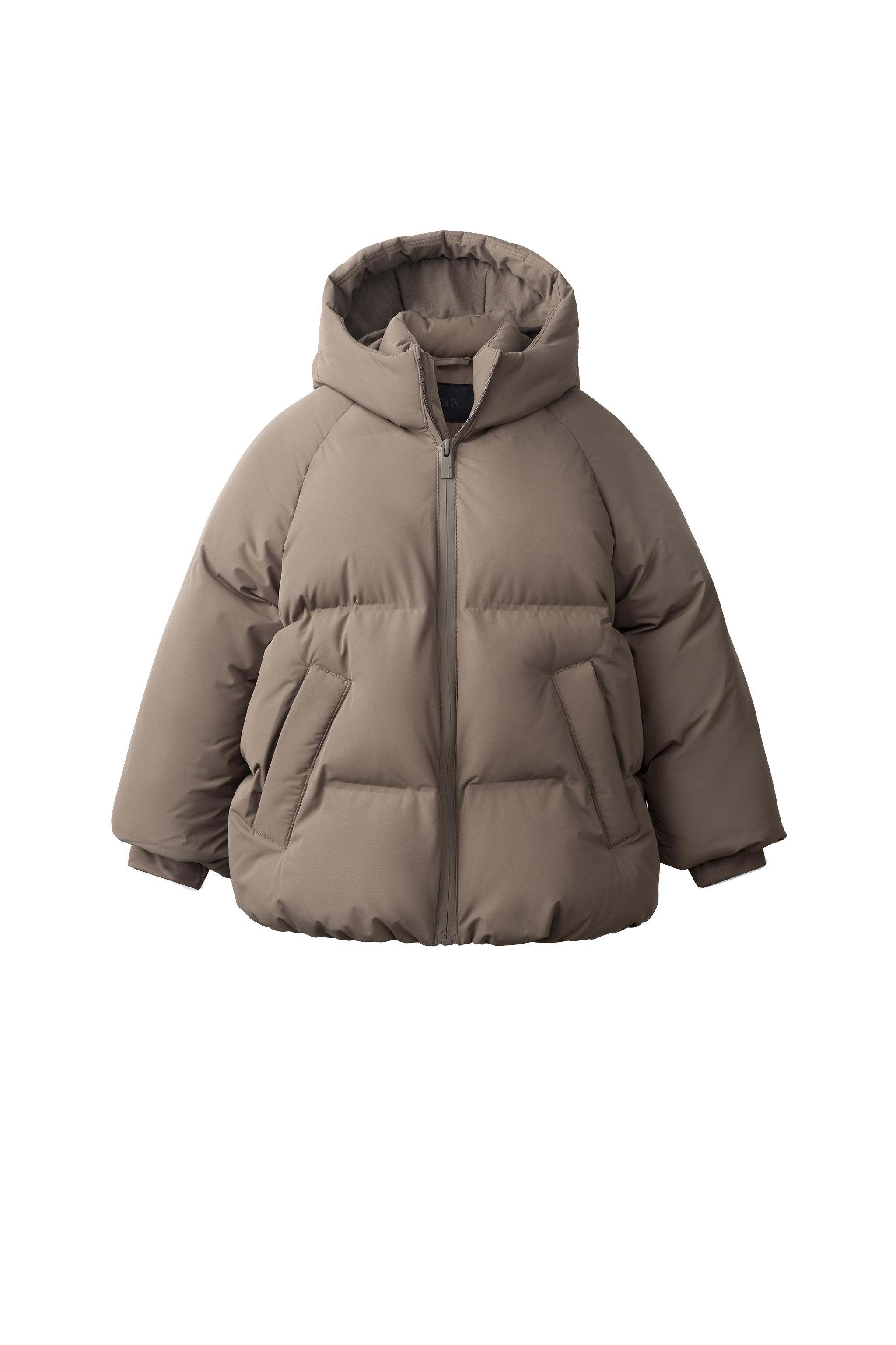 Водоотталкивающее стёганое пальто с капюшоном — ZARA