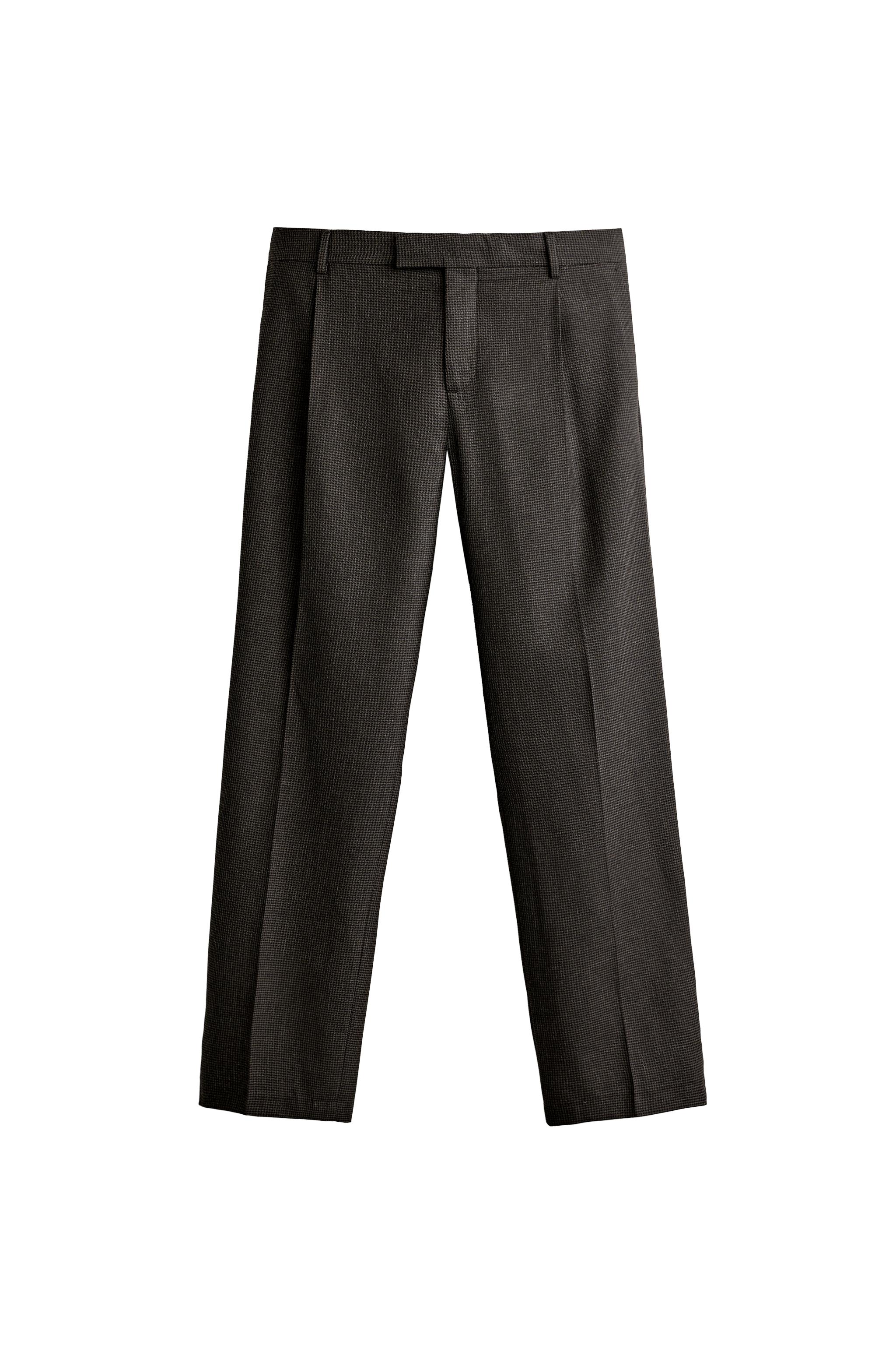 HOUNDSTOOTH WOOL BLEND SUIT TROUSERS — ZARA