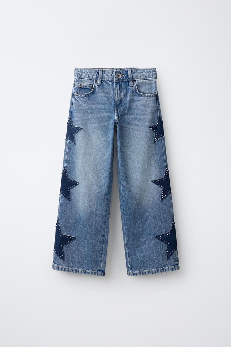 ДЖИНСЫ WIDE LEG СО ЗВЕЗДАМИ
