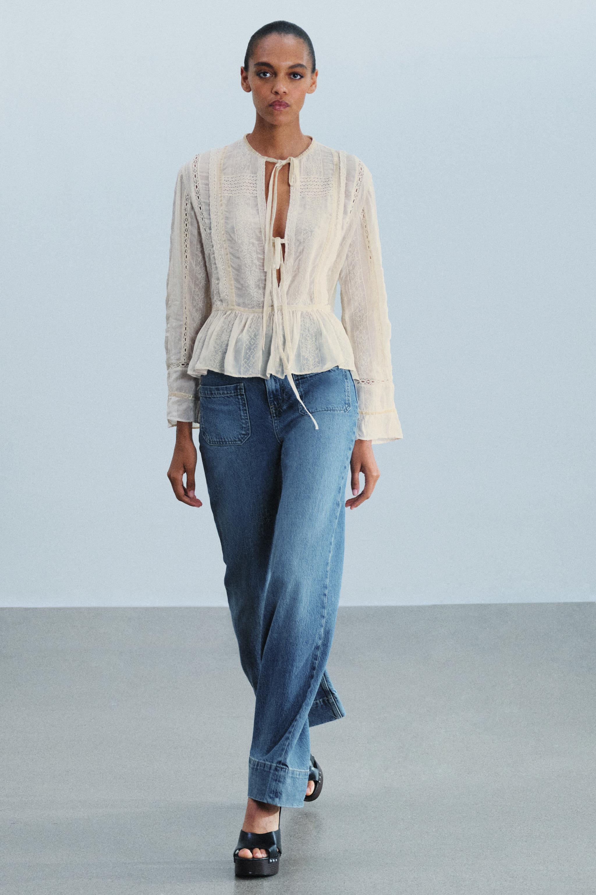 Рубашка ZW COLLECTION с завязками — ZARA