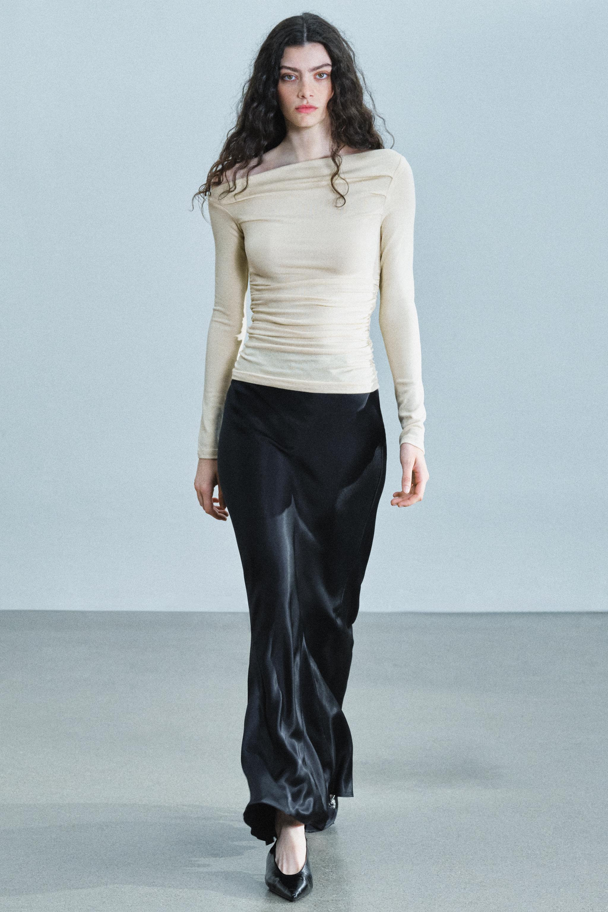 Топ асимметричного кроя с драпировкой — ZARA