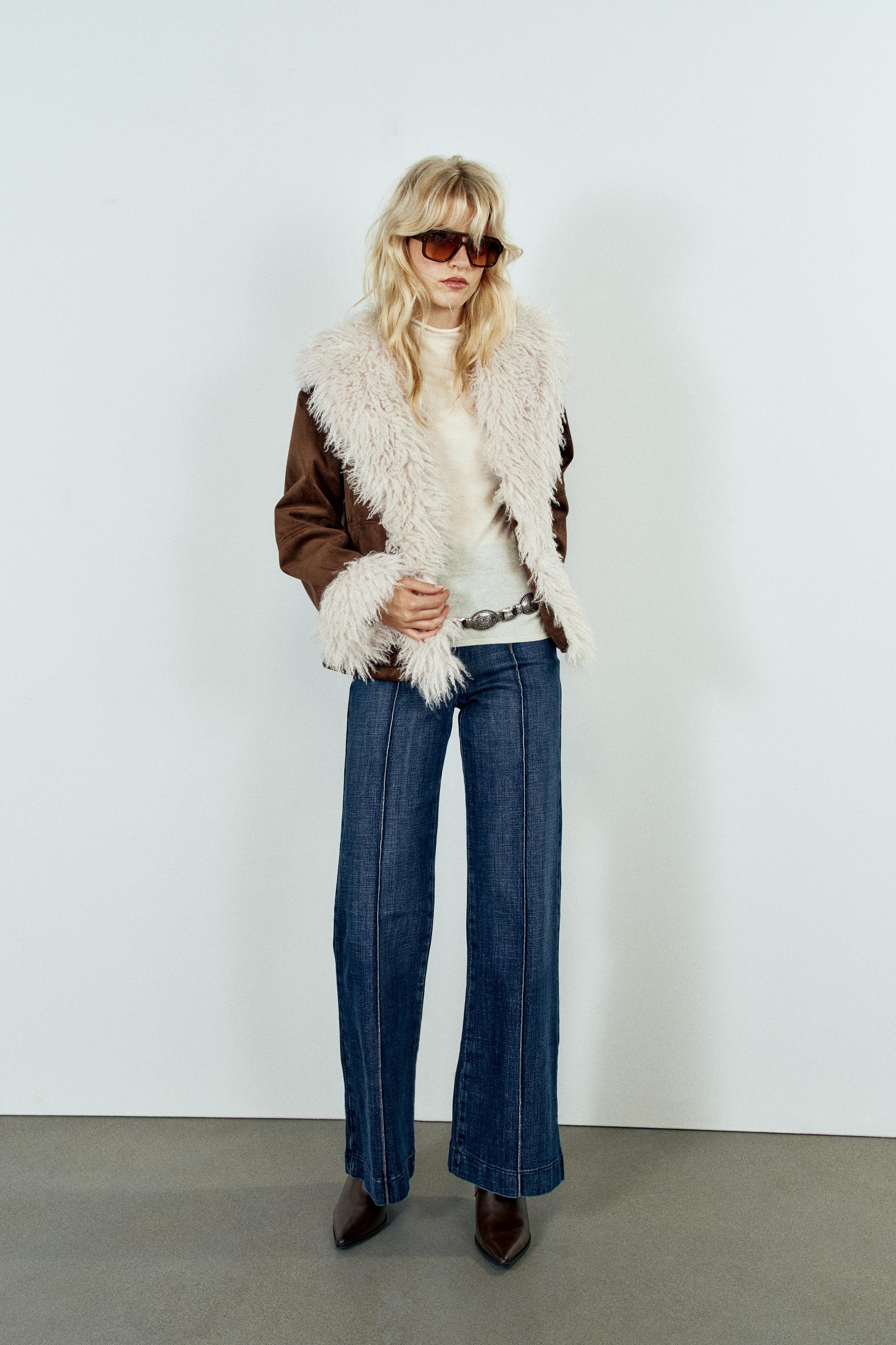 Куртка из искусственного меха комбинированная — ZARA