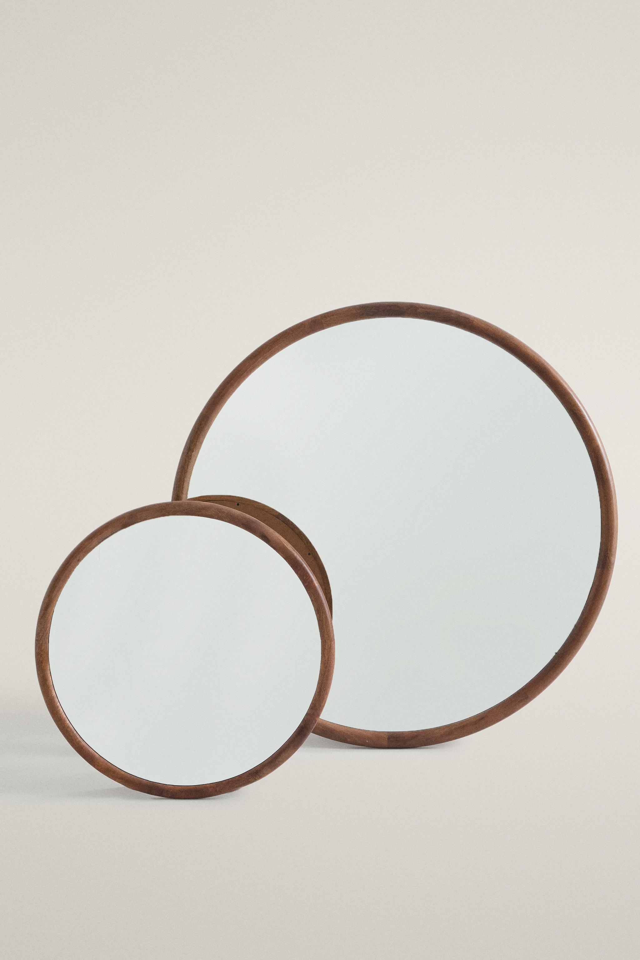 WOODEN MIRRORED ROUND — Zara Home