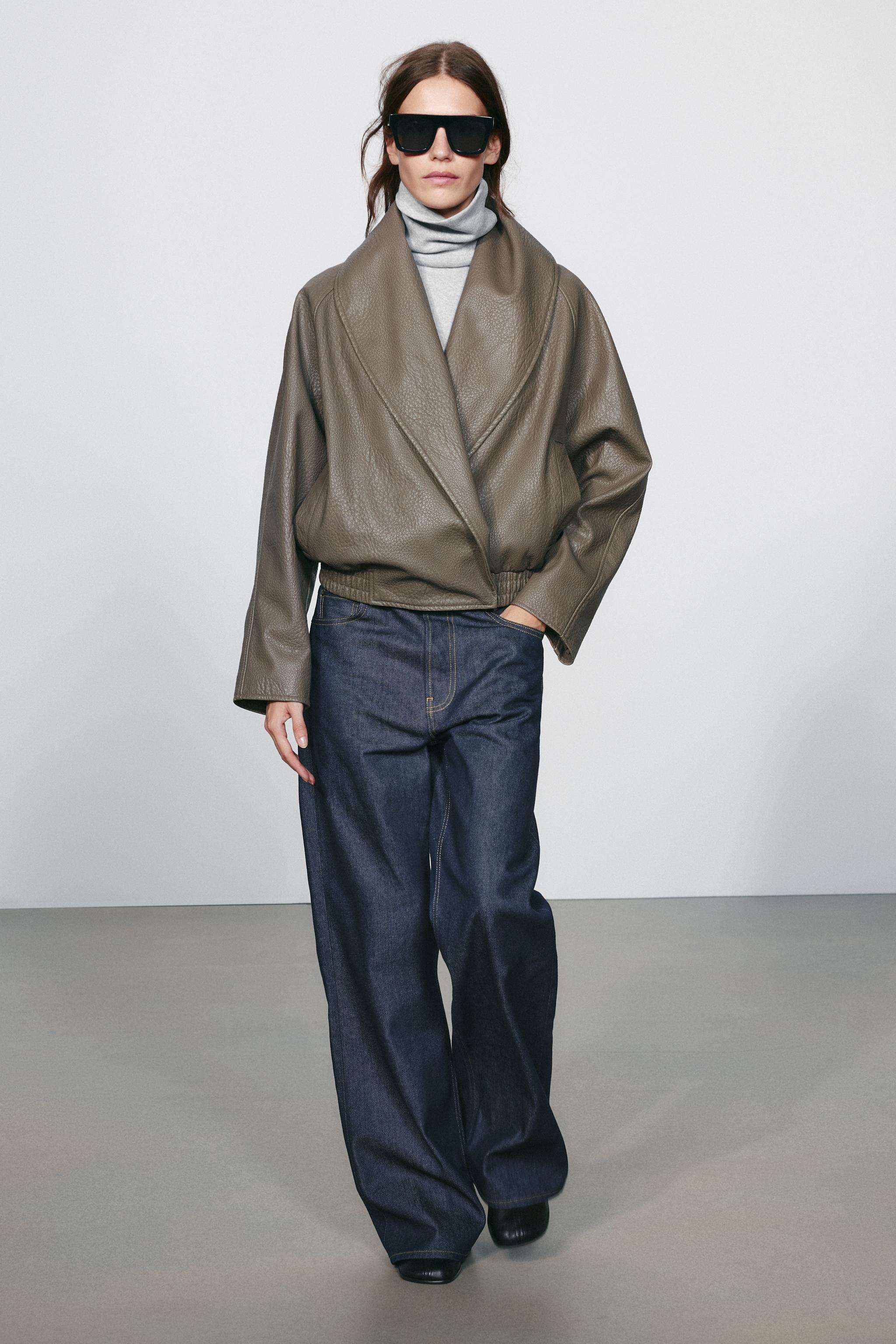 Куртка ZW COLLECTION с эффектом кожи на двойной пуговице — ZARA