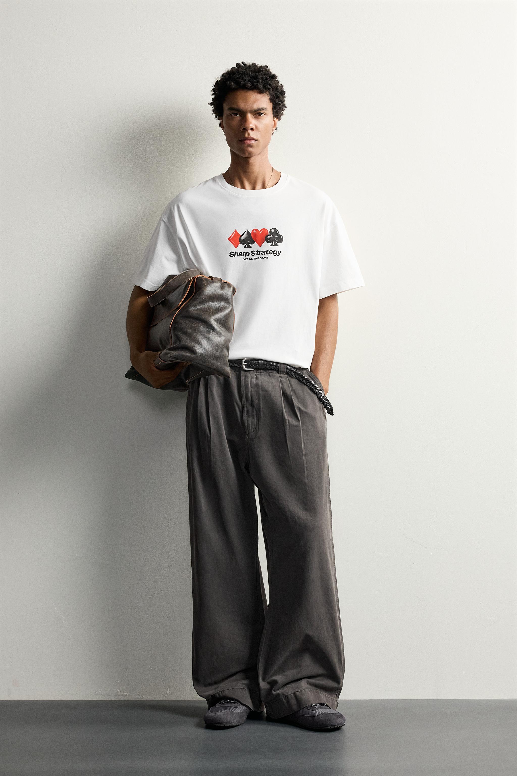 Футболка relaxed fit с принтом карт — ZARA