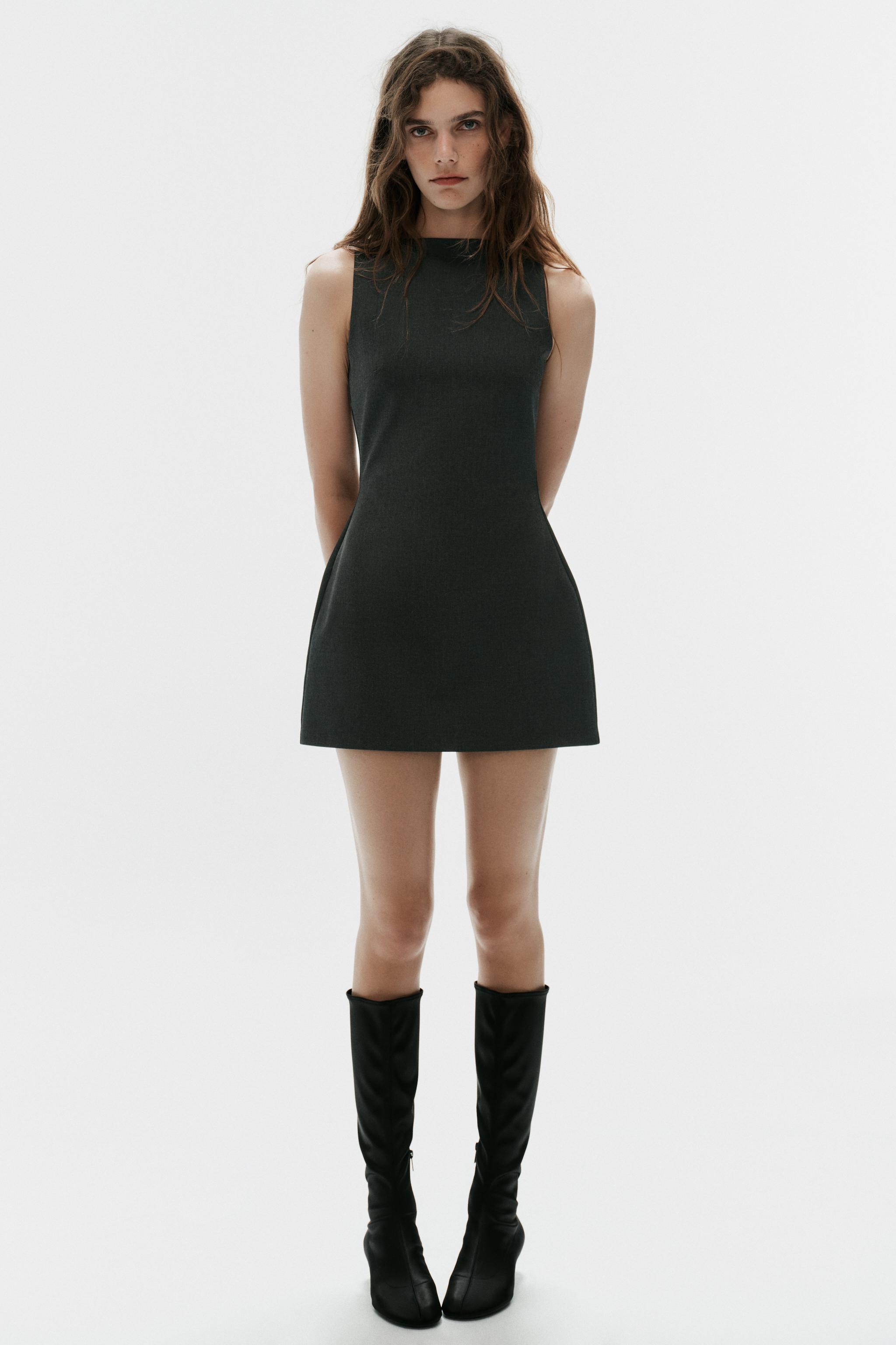 МИНИ-ПЛАТЬЕ С ВЫРЕЗОМ «ЛОДОЧКА» — ZARA