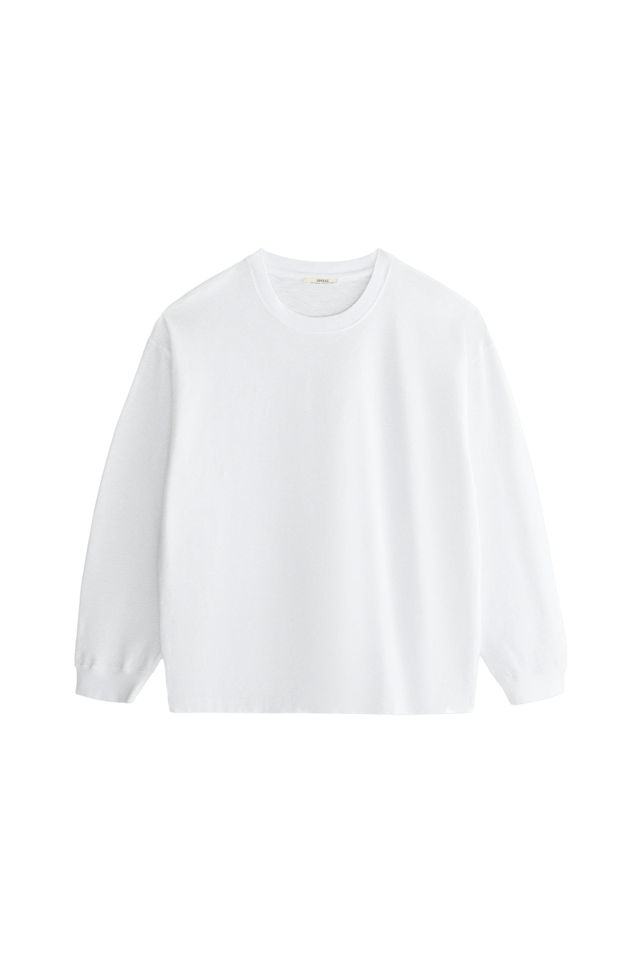 ХЛОПКОВАЯ ФУТБОЛКА С ДЛИННЫМ РУКАВОМ — ZARA