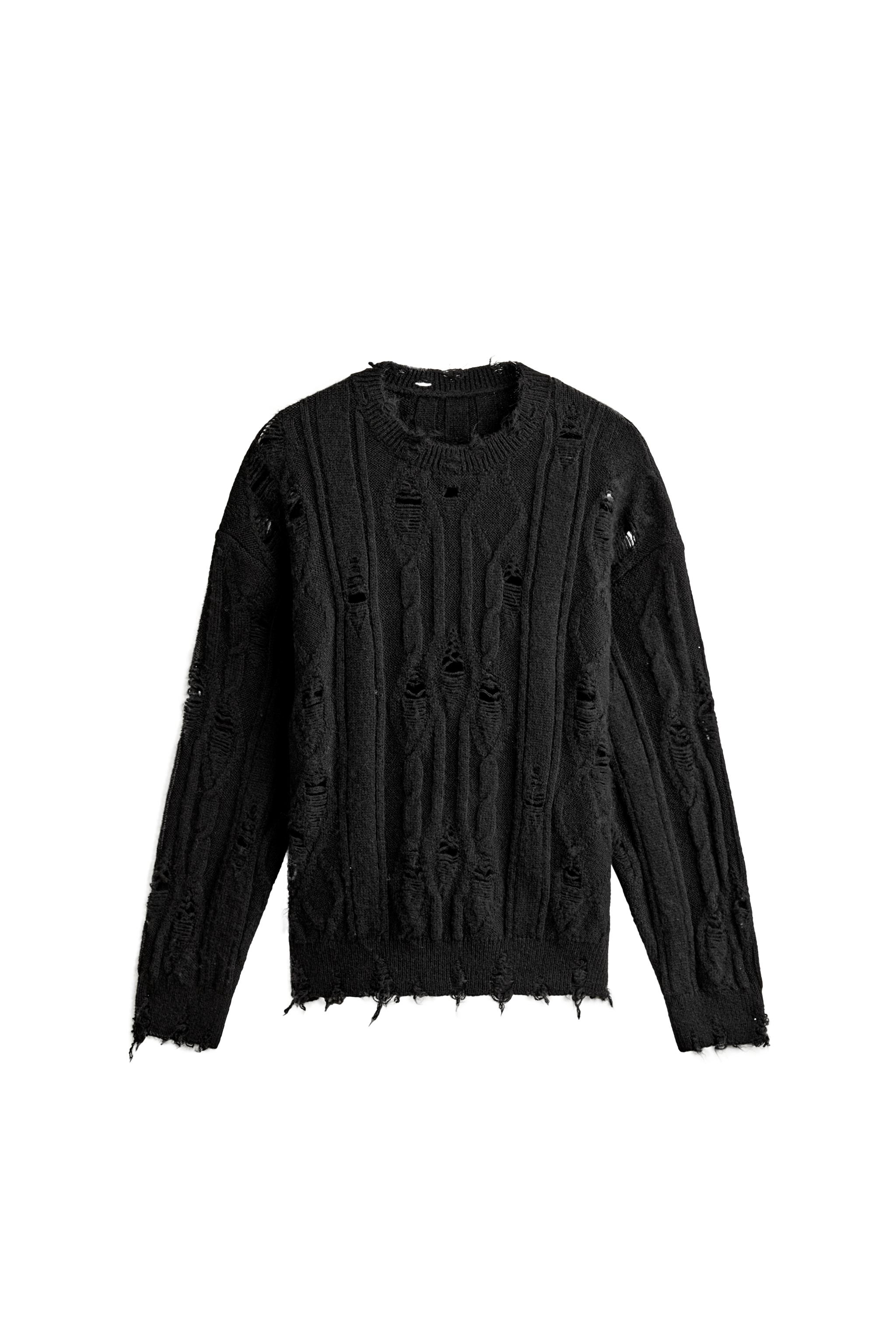 СВИТЕР С УЗОРОМ «КОСЫ» И РВАНЫМИ ЭЛЕМЕНТАМИ — ZARA