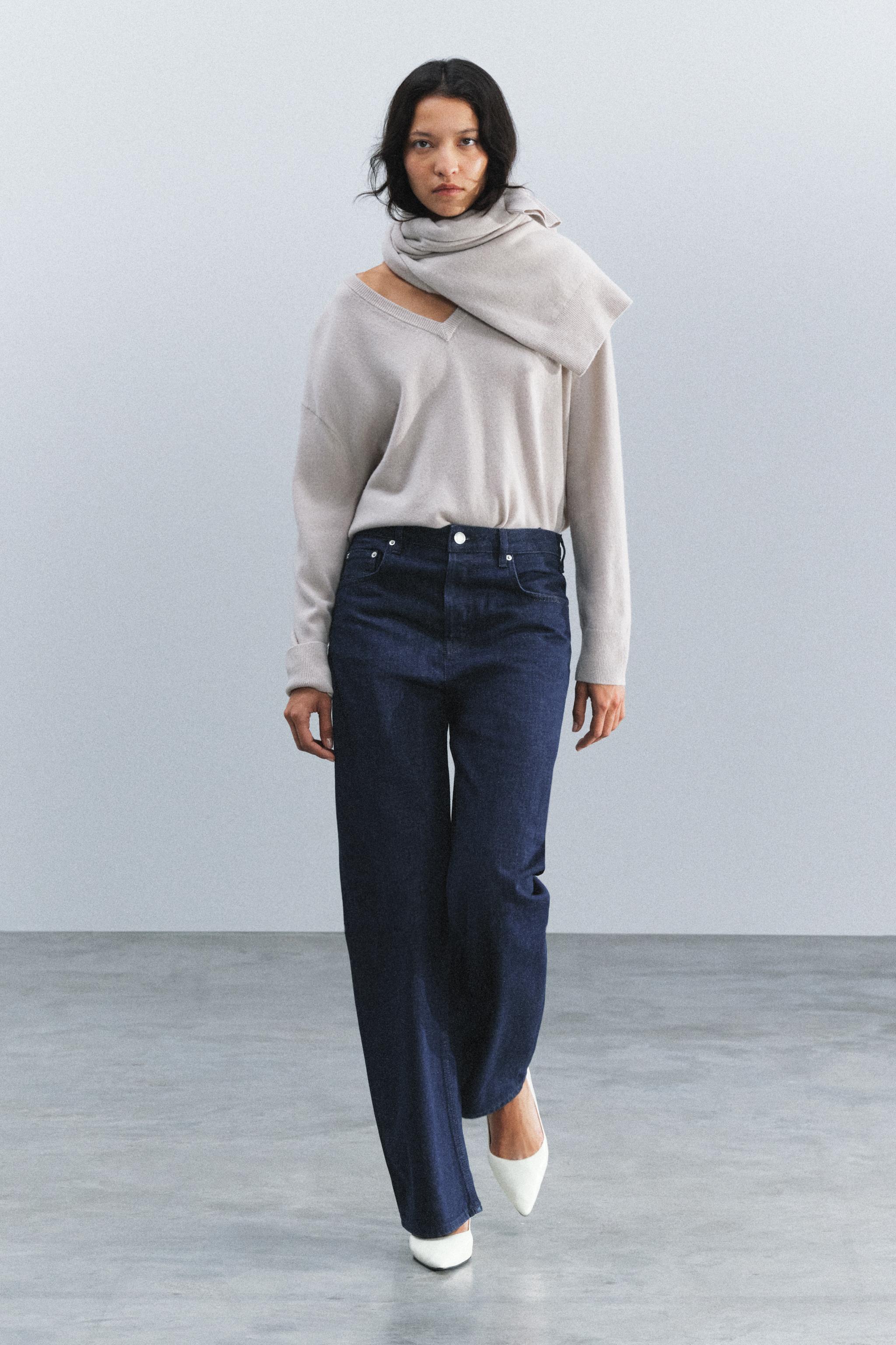 Джинсы ZW COLLECTION с прямыми штанинами и высокой посадкой — ZARA