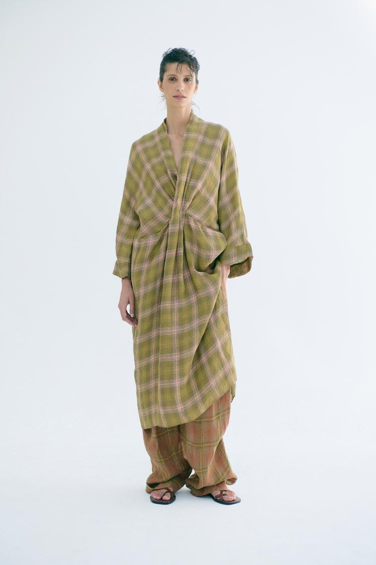 Платье ZW COLLECTION из льна в клетку