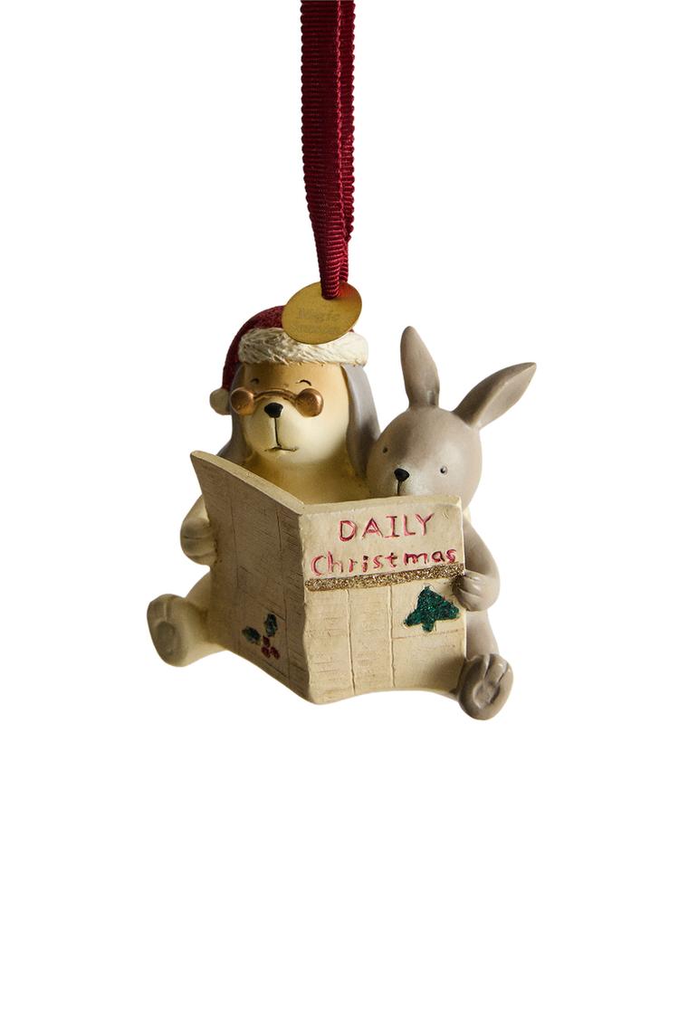 KIDS' RESIN BEAR AND RABBIT CHRISTMAS TREE ORNAMENT