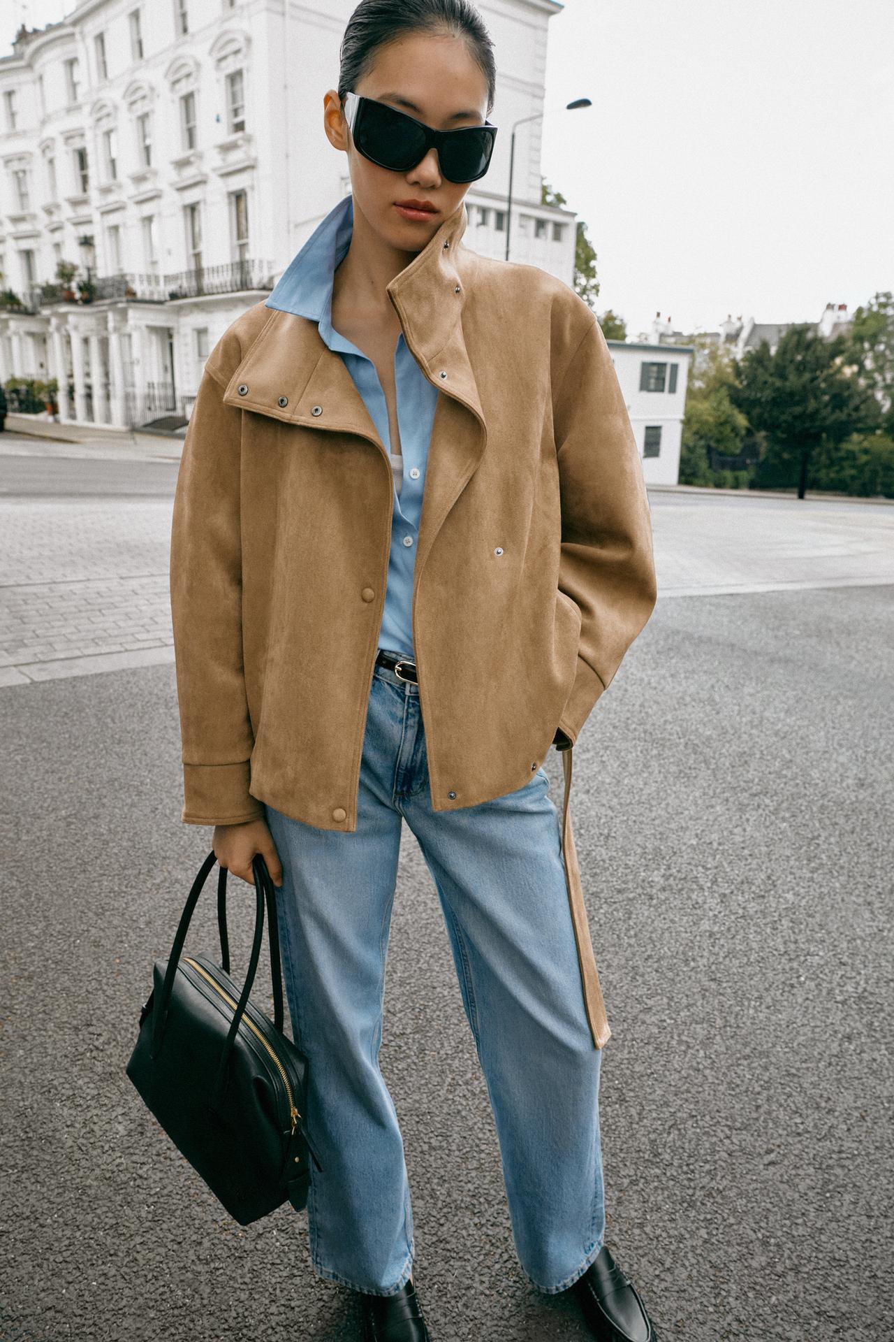 Куртка из искусственной замши с ремнём — ZARA