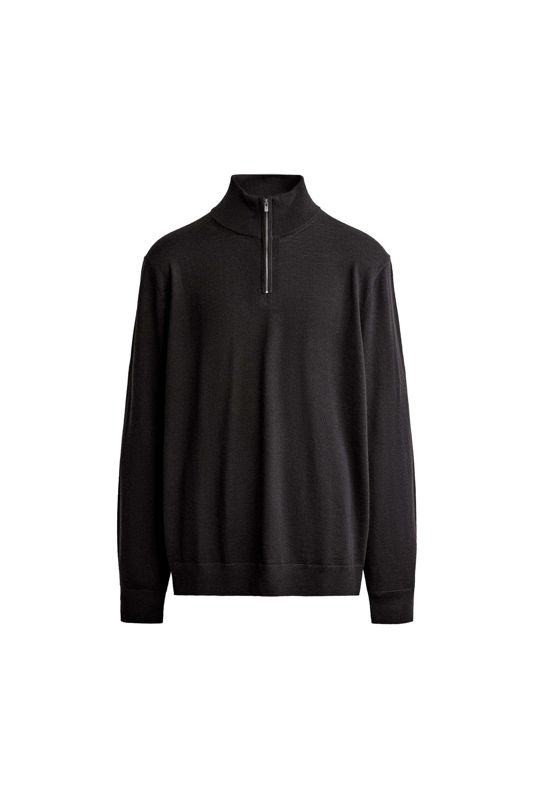 100% WOOL QUARTER-ZIP JUMPER — ZARA