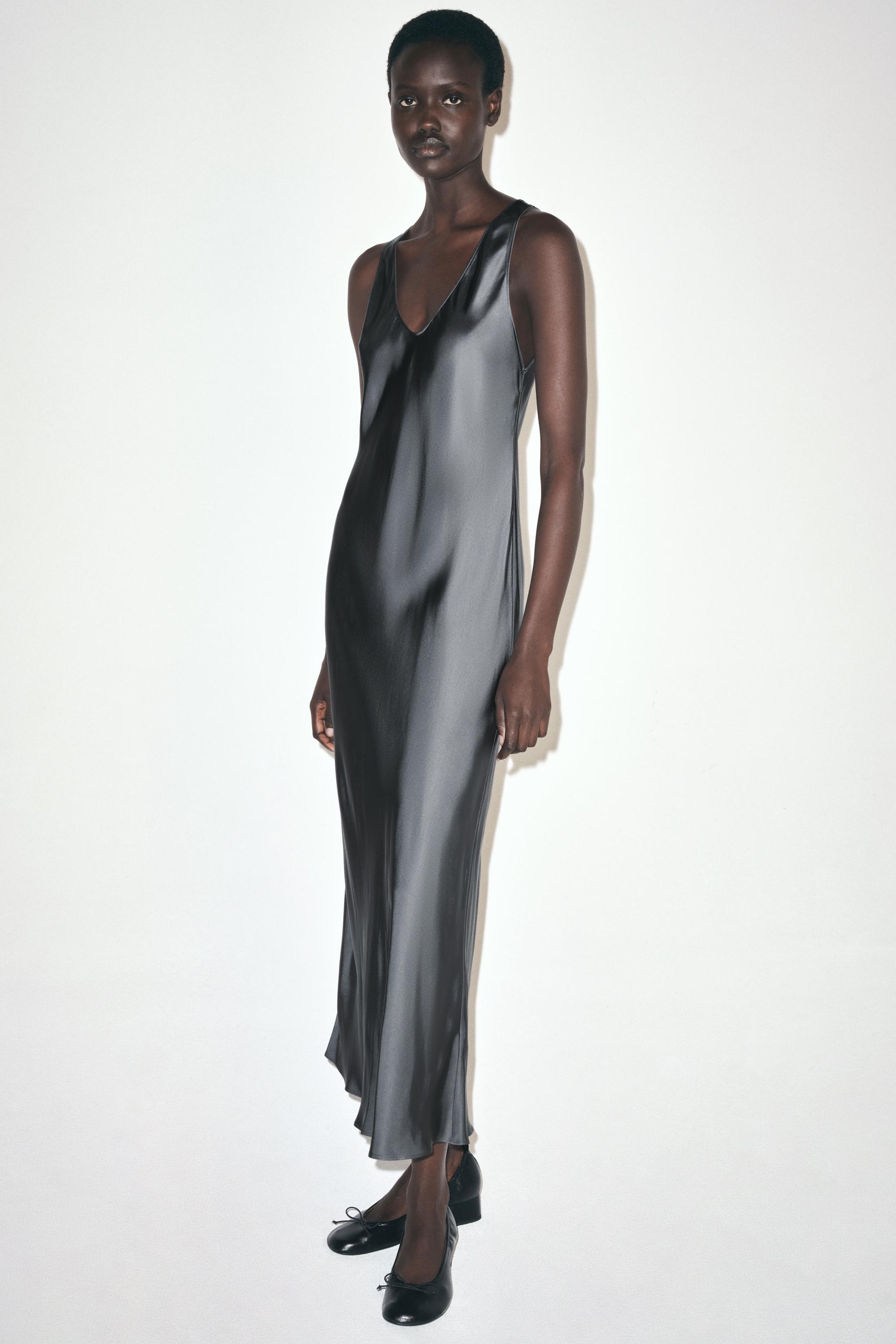 ДЛИННОЕ АТЛАСНОЕ ПЛАТЬЕ ZARA ИЗ КОЛЛЕКЦИИ ZW — ZARA