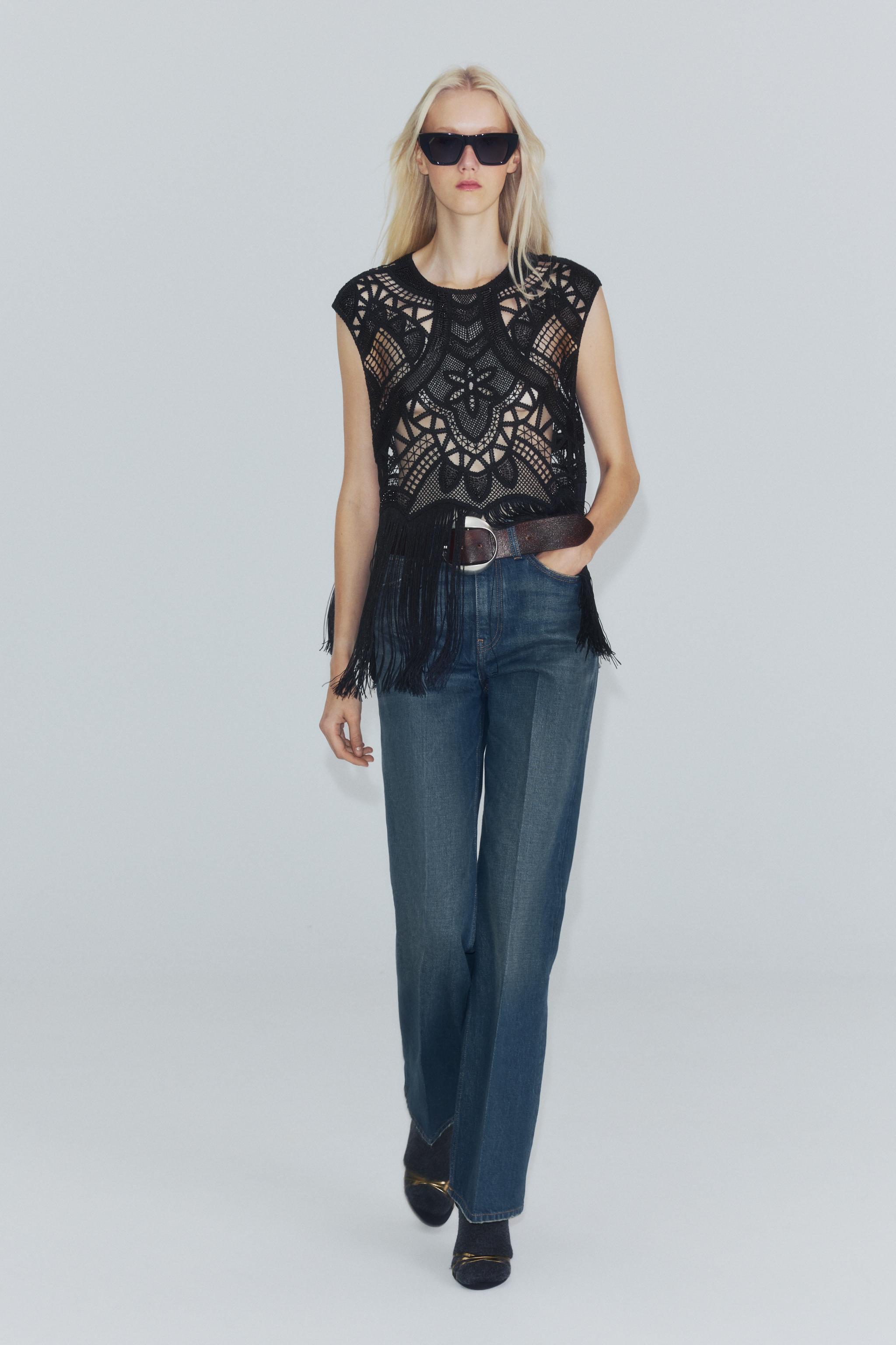 ТОП КРОШЕ С БИСЕРОМ И БАХРОМОЙ ZW COLLECTION — ZARA