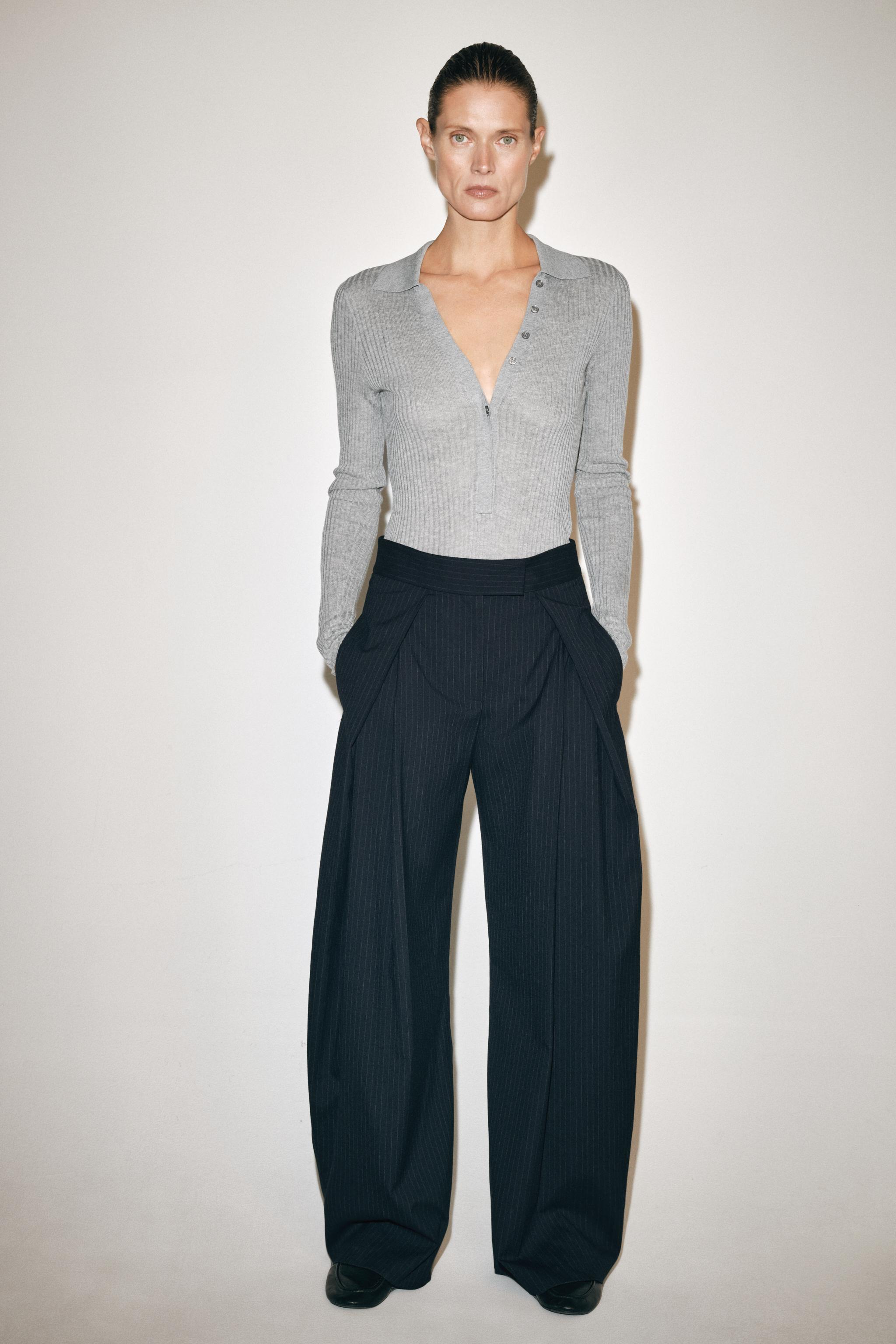 БРЮКИ СО СКЛАДКАМИ НА ТАЛИИ ZW COLLECTION — ZARA