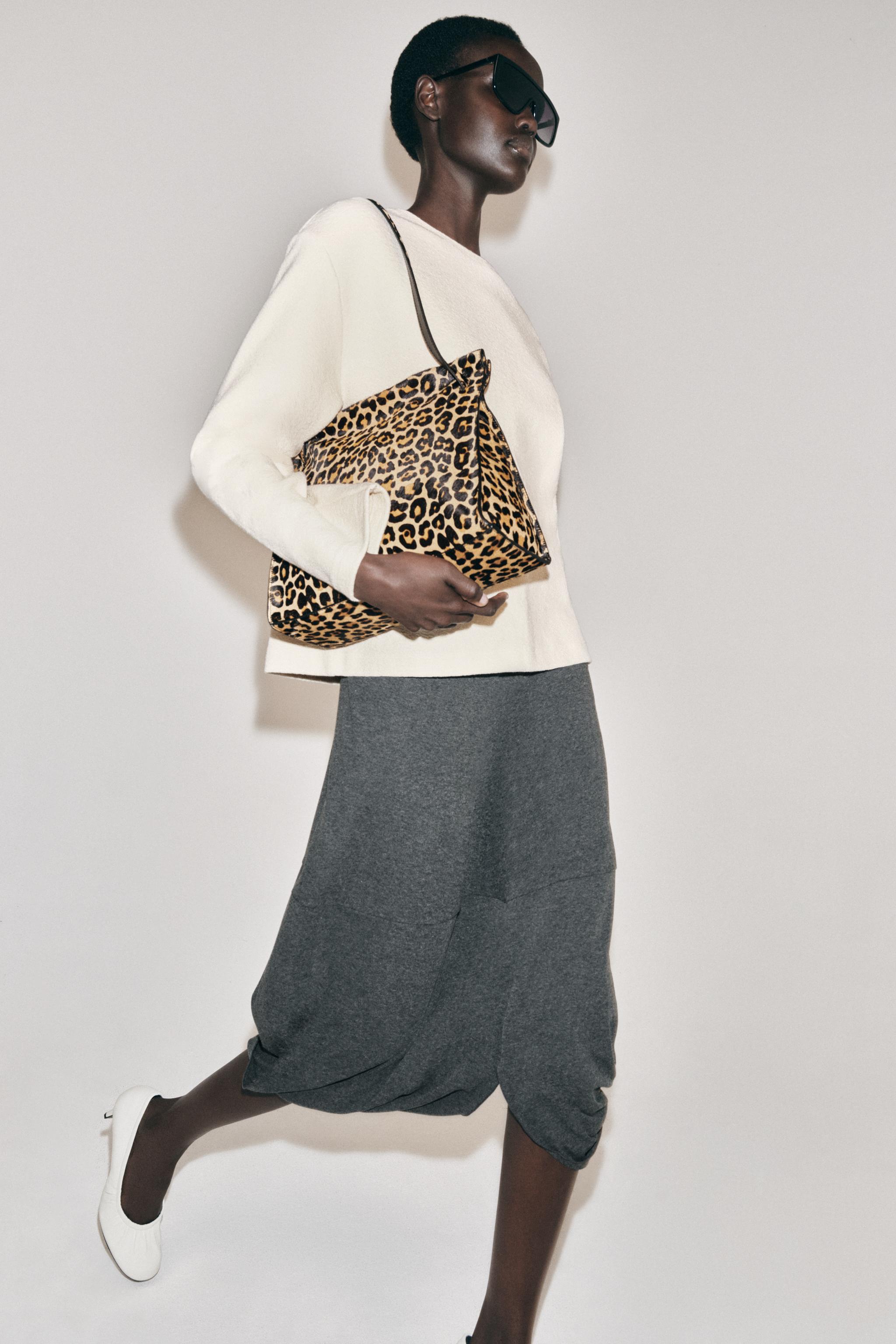 LEATHER PRINT SHOULDER BAG — ZARA