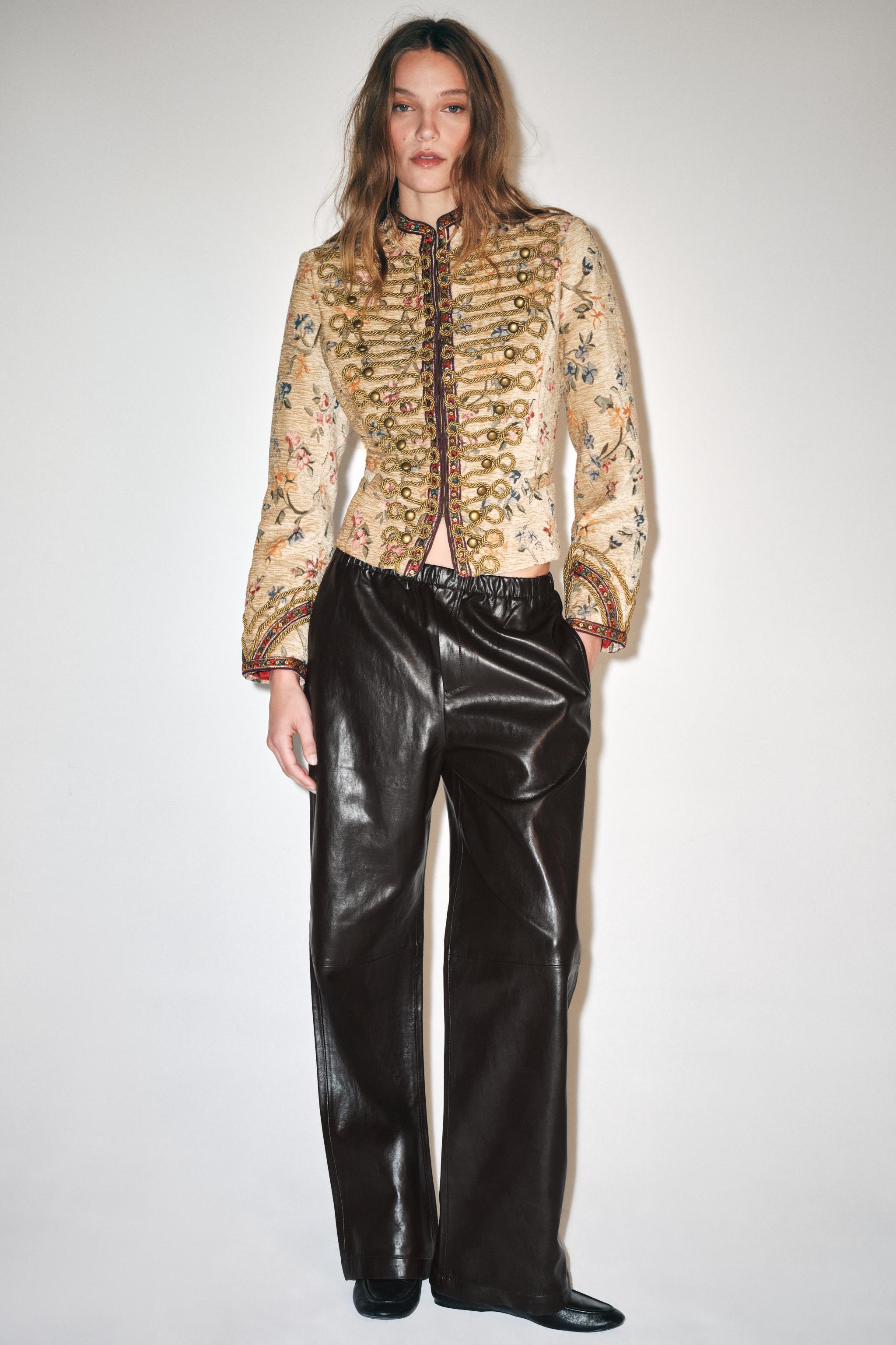 ZW COLLECTION LEATHER EFFECT JOGGER TROUSERS — ZARA