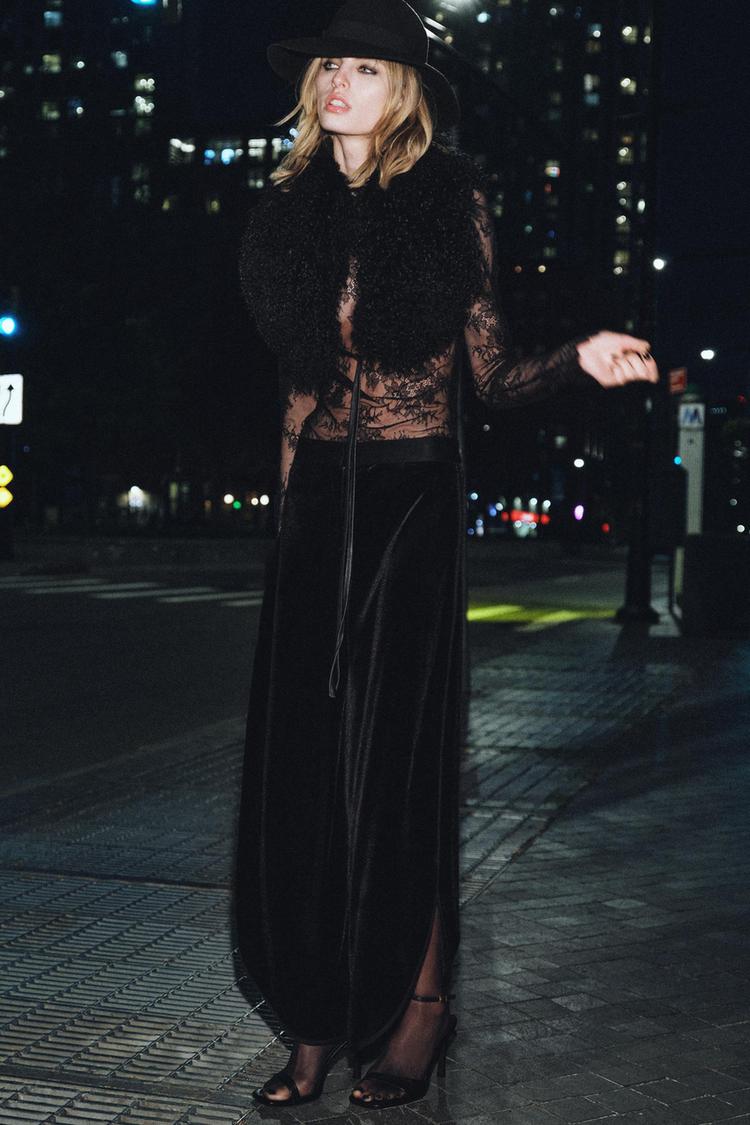 БАРХАТНЫЕ БРЮКИ С РАЗРЕЗАМИ — ZW COLLECTION