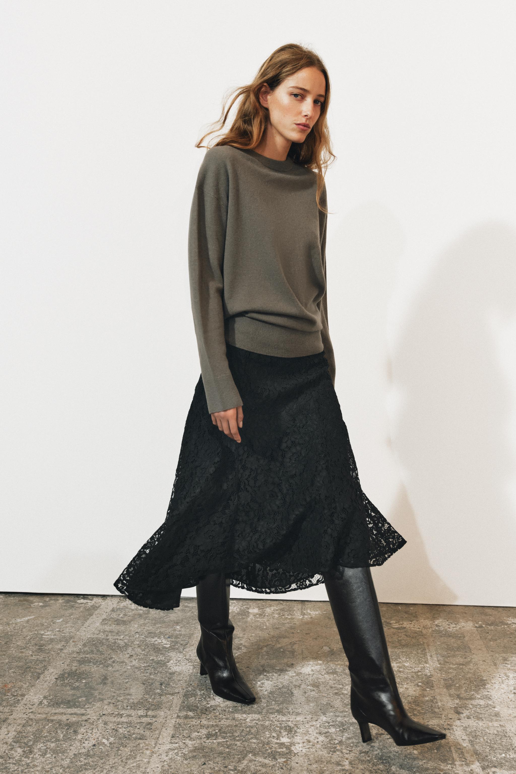 КРУЖЕВНАЯ ЮБКА МИДИ — ZW COLLECTION — ZARA