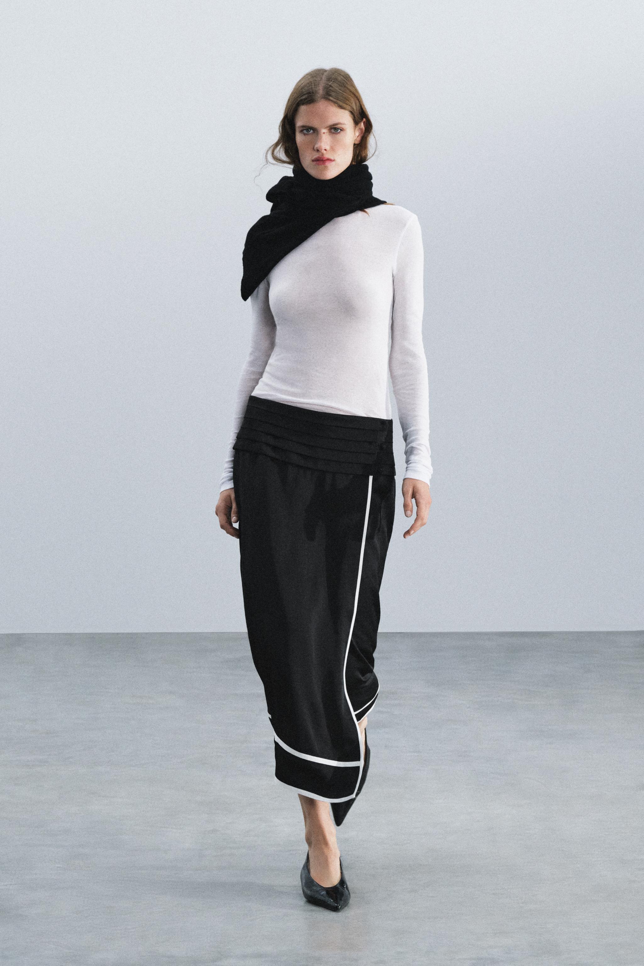 Юбка миди ZW COLLECTION с поясом — ZARA