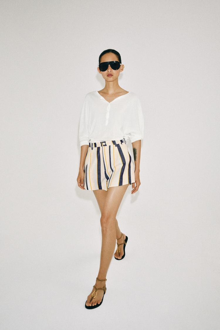 Шорты ZW COLLECTION в складку в полоску