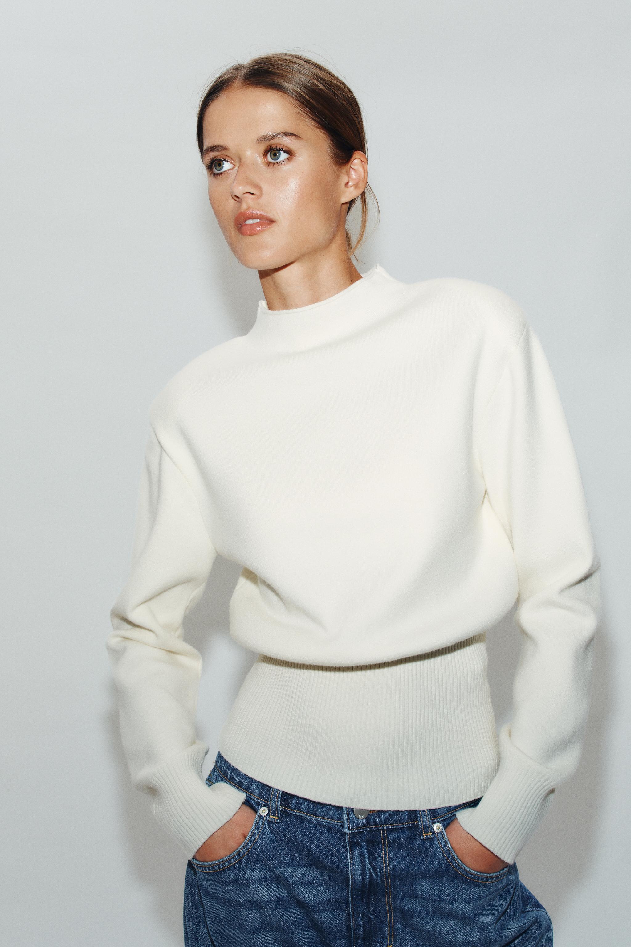 Джемпер из трикотажа с подплечниками — ZARA