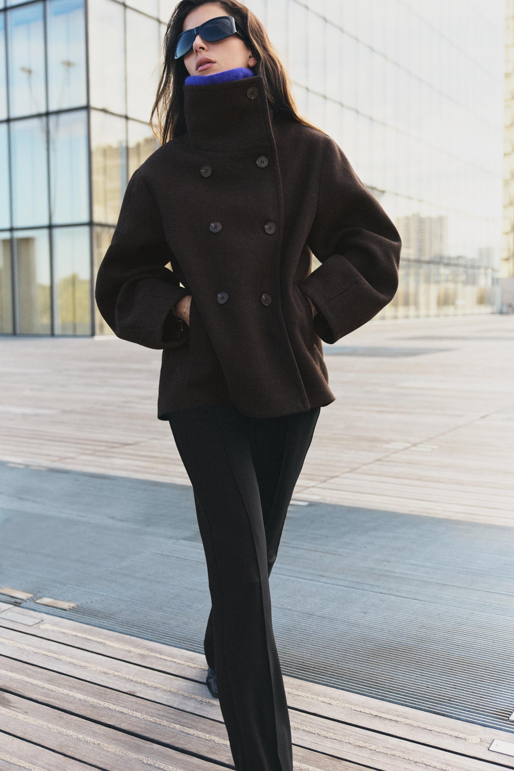 SHORT HIGH COLLAR COAT — ZARA