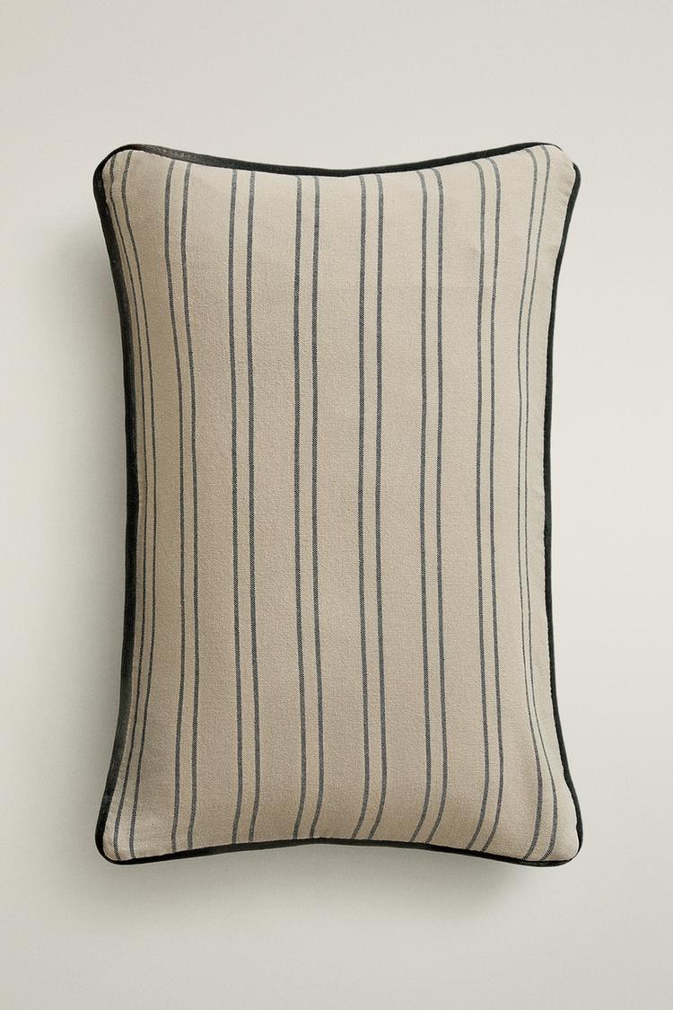 VELVET STRIPED CUSHION COVER