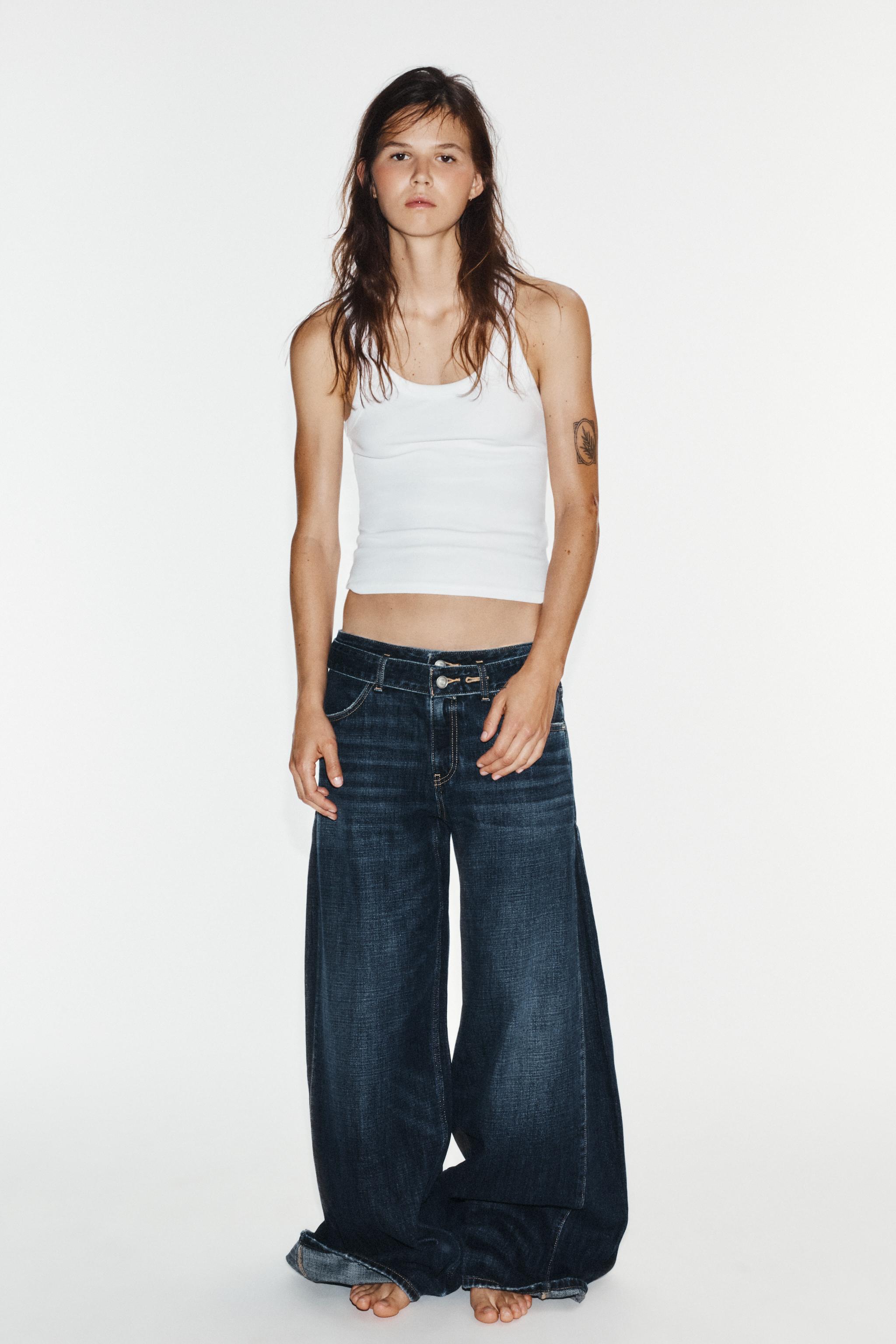 ДЖИНСЫ TRF СО СРЕДНЕЙ ПОСАДКОЙ, ПОЯСОМ И СКЛАДКАМИ — ZARA