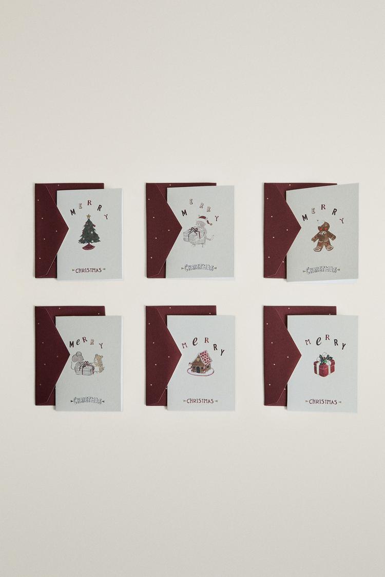 KIDS' CHRISTMAS POSTCARD AND CLUTCH SET (PACK OF 6)
