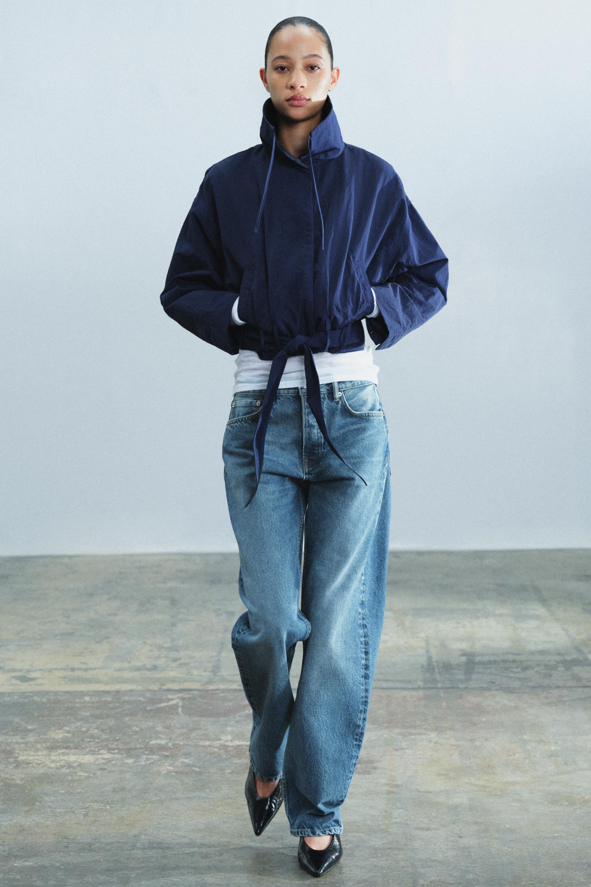 ZW COLLECTION укороченная куртка с поясом — ZARA