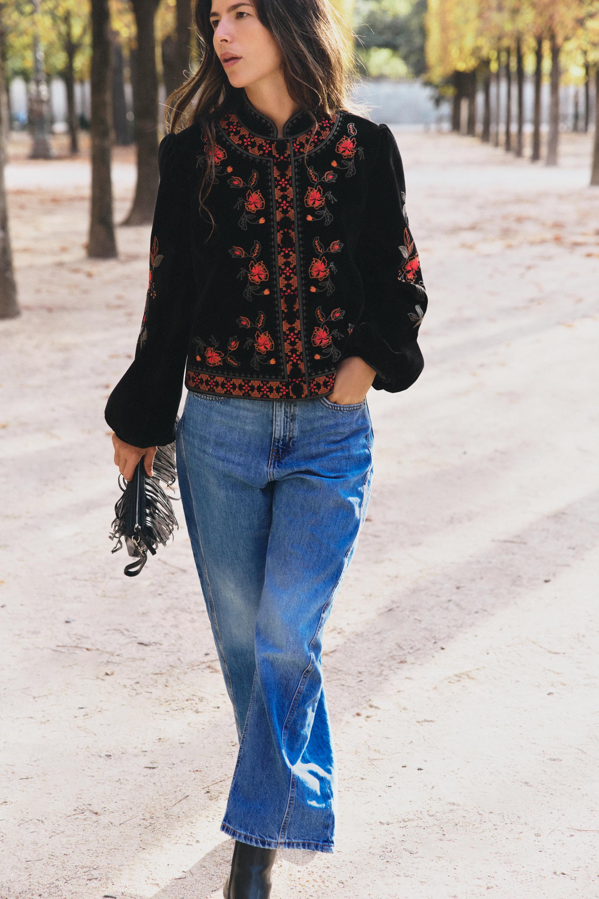 EMBROIDERED VELVET JACKET — ZARA
