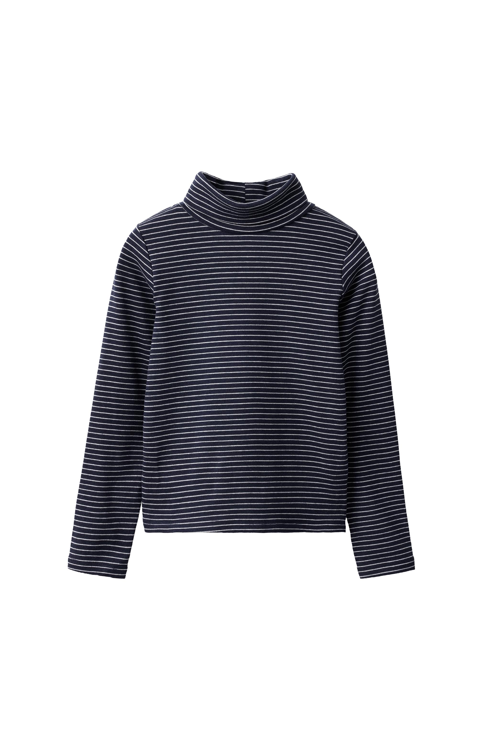 ФУТБОЛКА В ПОЛОСКУ С ВЫСОКИМ ВОРОТНИКОМ ИЗ ХЛОПКА И МОДАЛА — ZARA