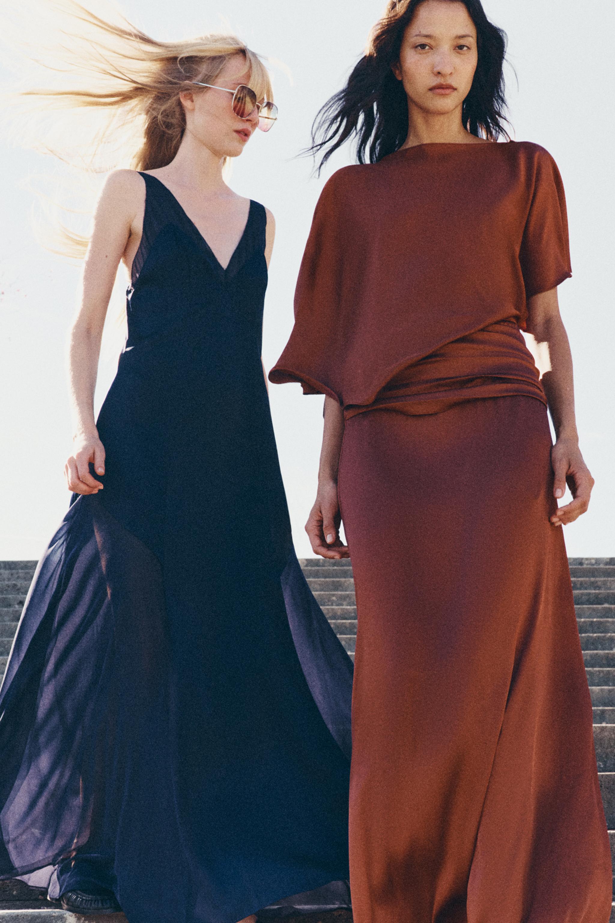 Длинное платье из сатина ZW COLLECTION — ZARA