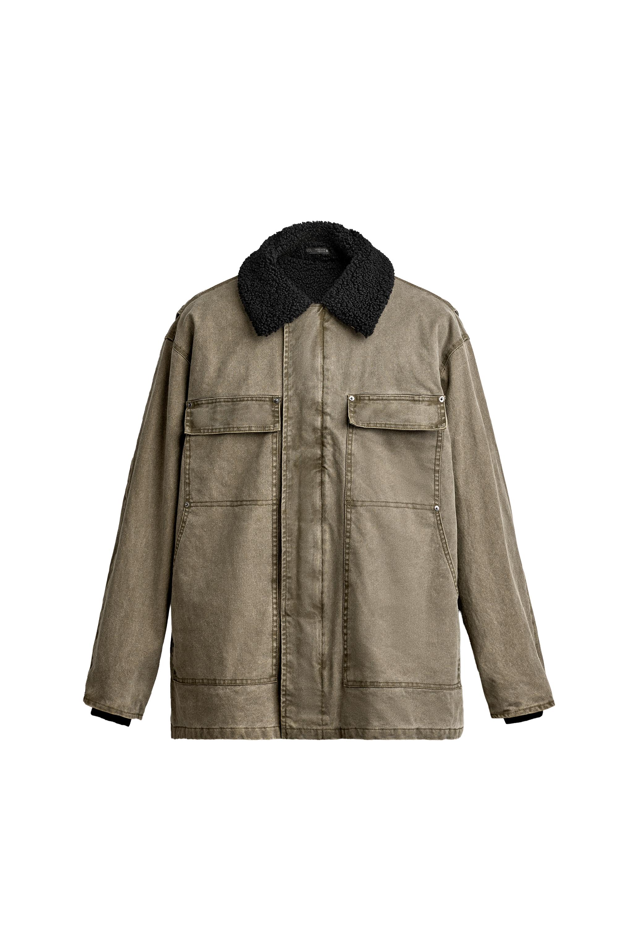 SHORT FAUX SHEARLING COMBINED COAT — ZARA