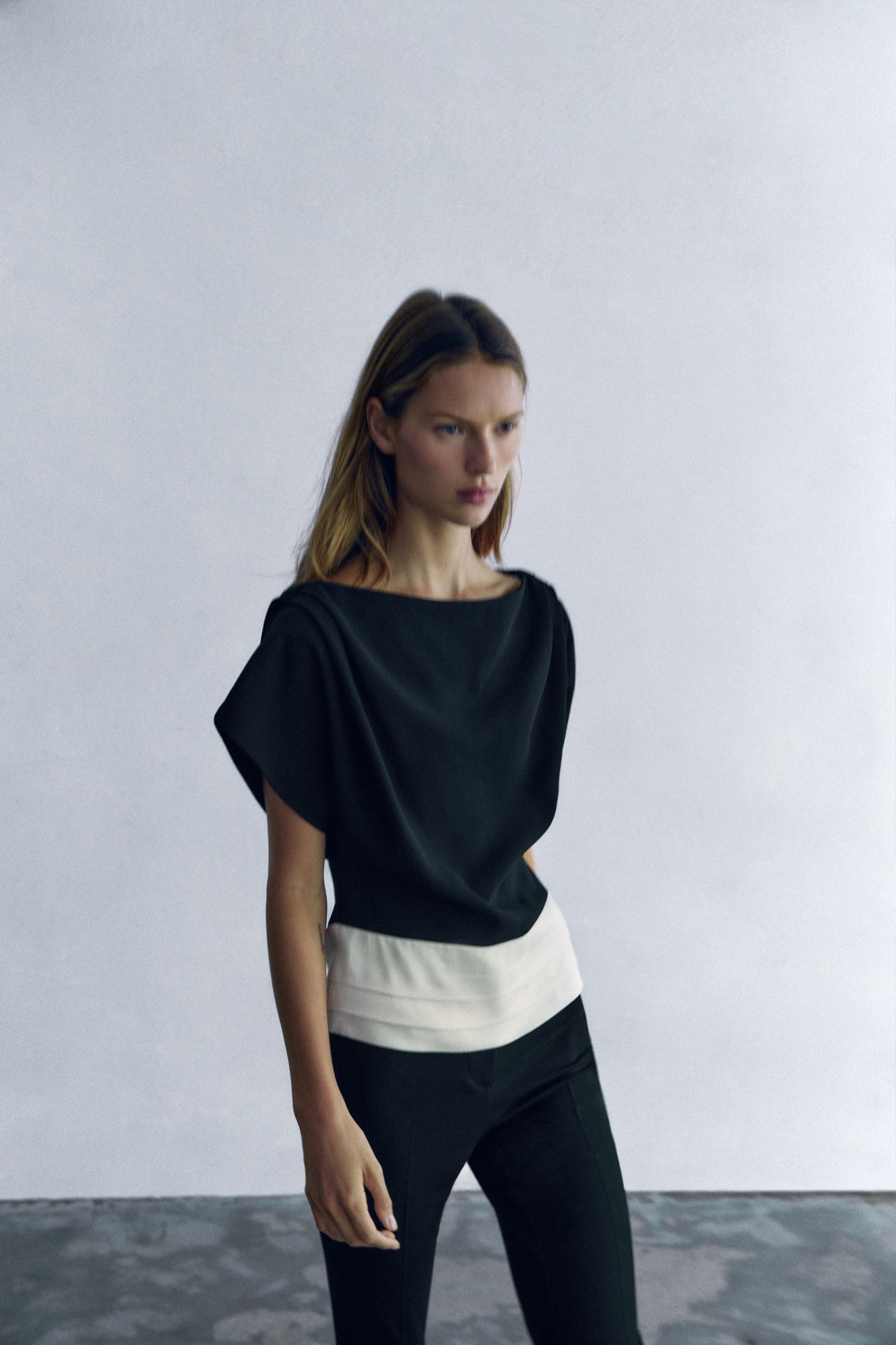 КОМБИНИРОВАННЫЙ ТОП СО СКЛАДКАМИ — ZARA