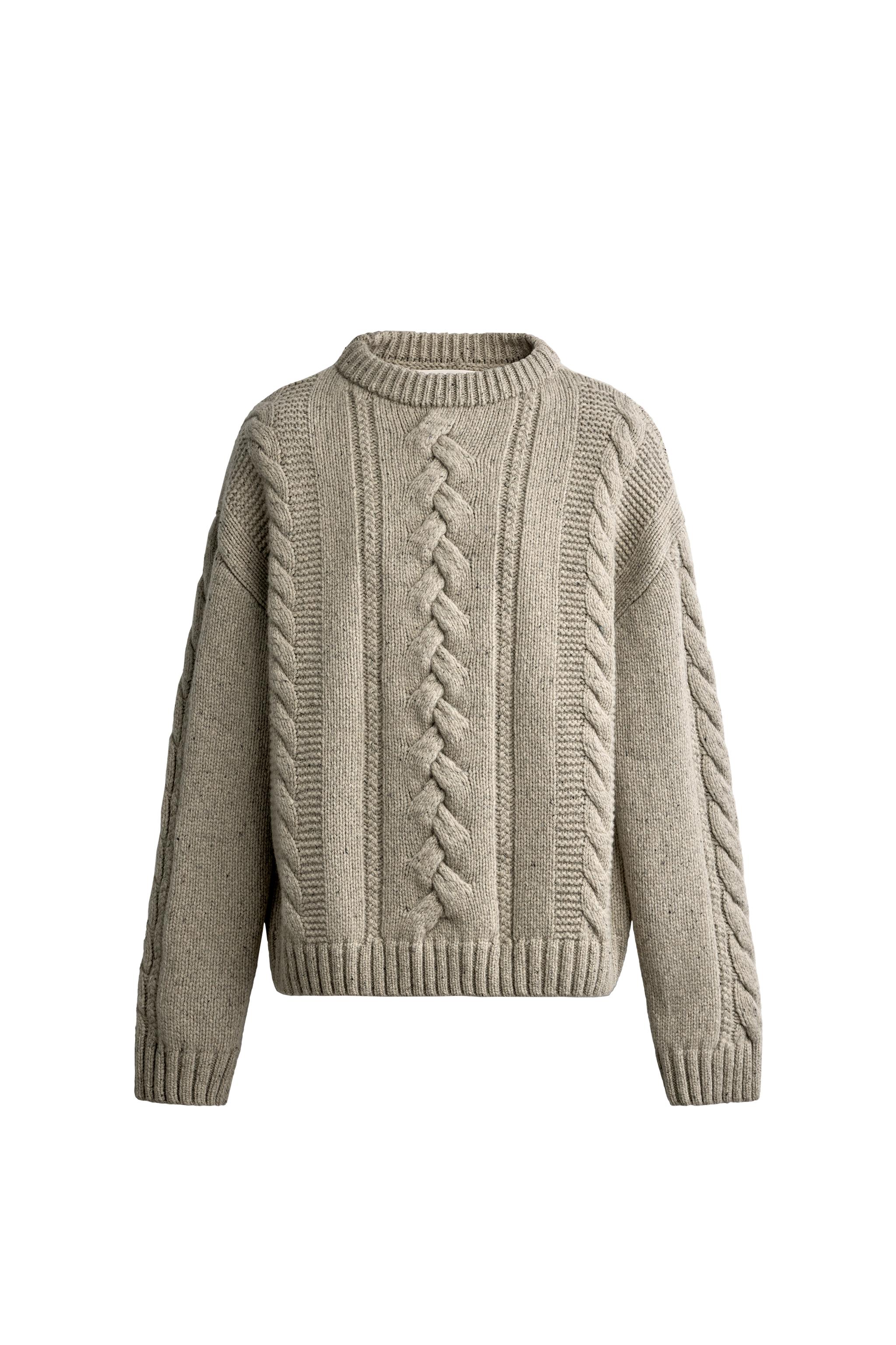 FLECKED CABLE-KNIT 100% WOOL JUMPER — ZARA