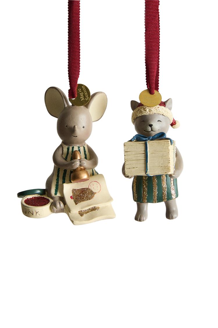 CHRISTMAS MOUSE TREE ORNAMENTS (SET OF 2)